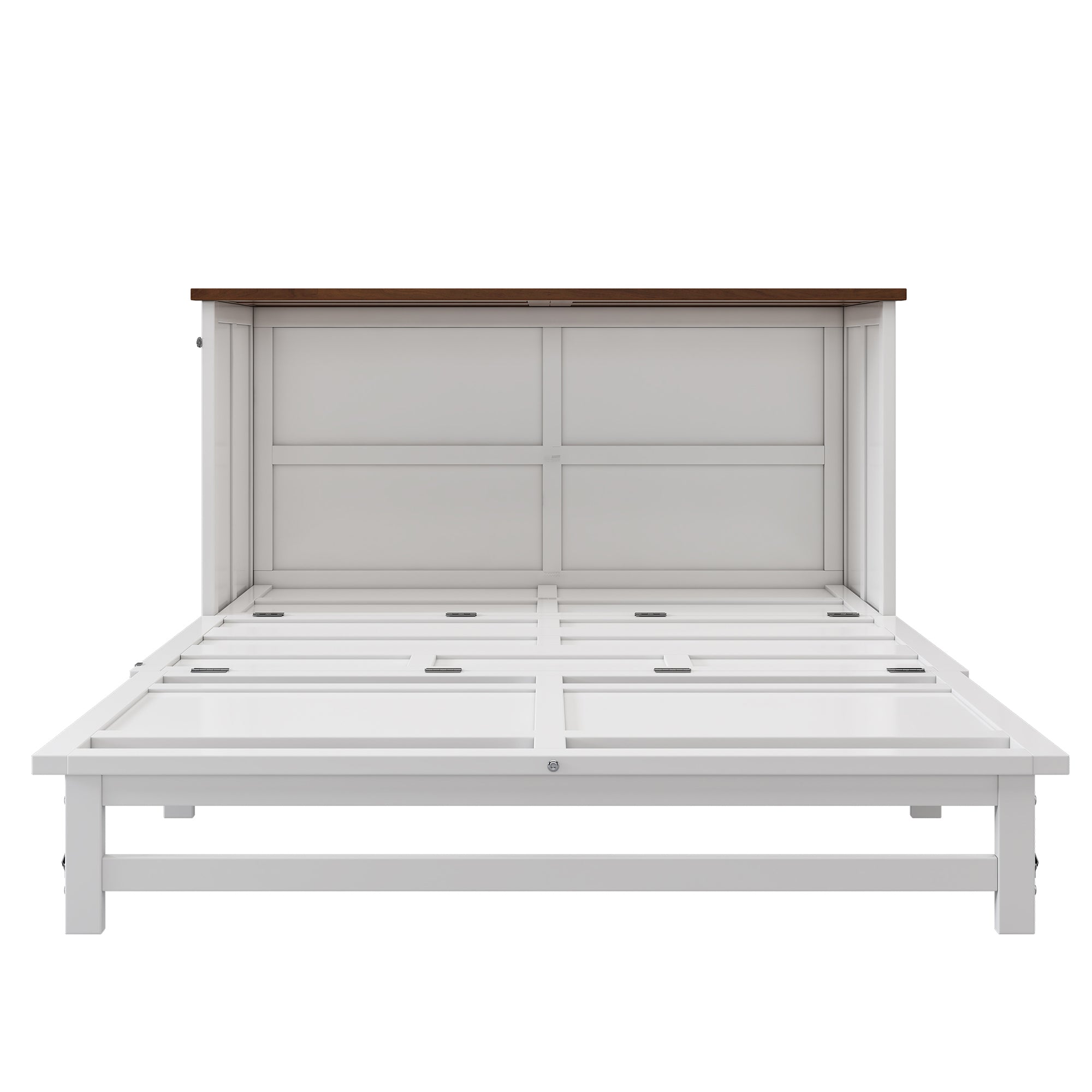 2 Pieces Wood Frame Bedroom Sets with Murphy Bed and Nightstand