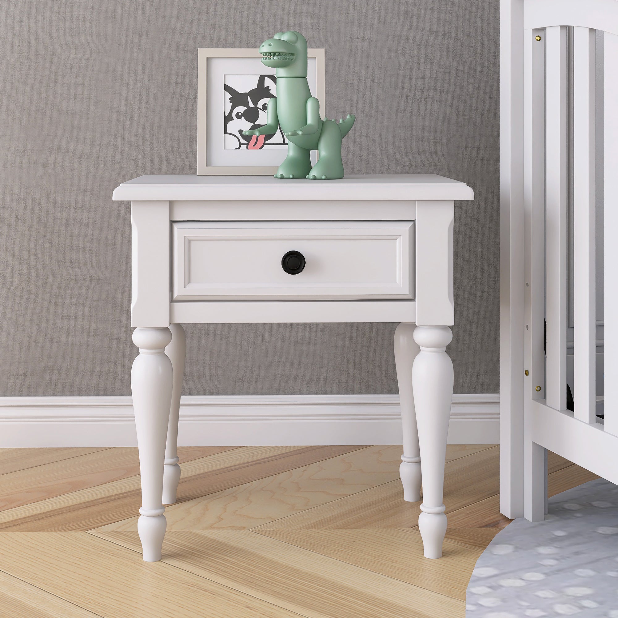Solid Wood One-Drawer Nightstand for Nursery