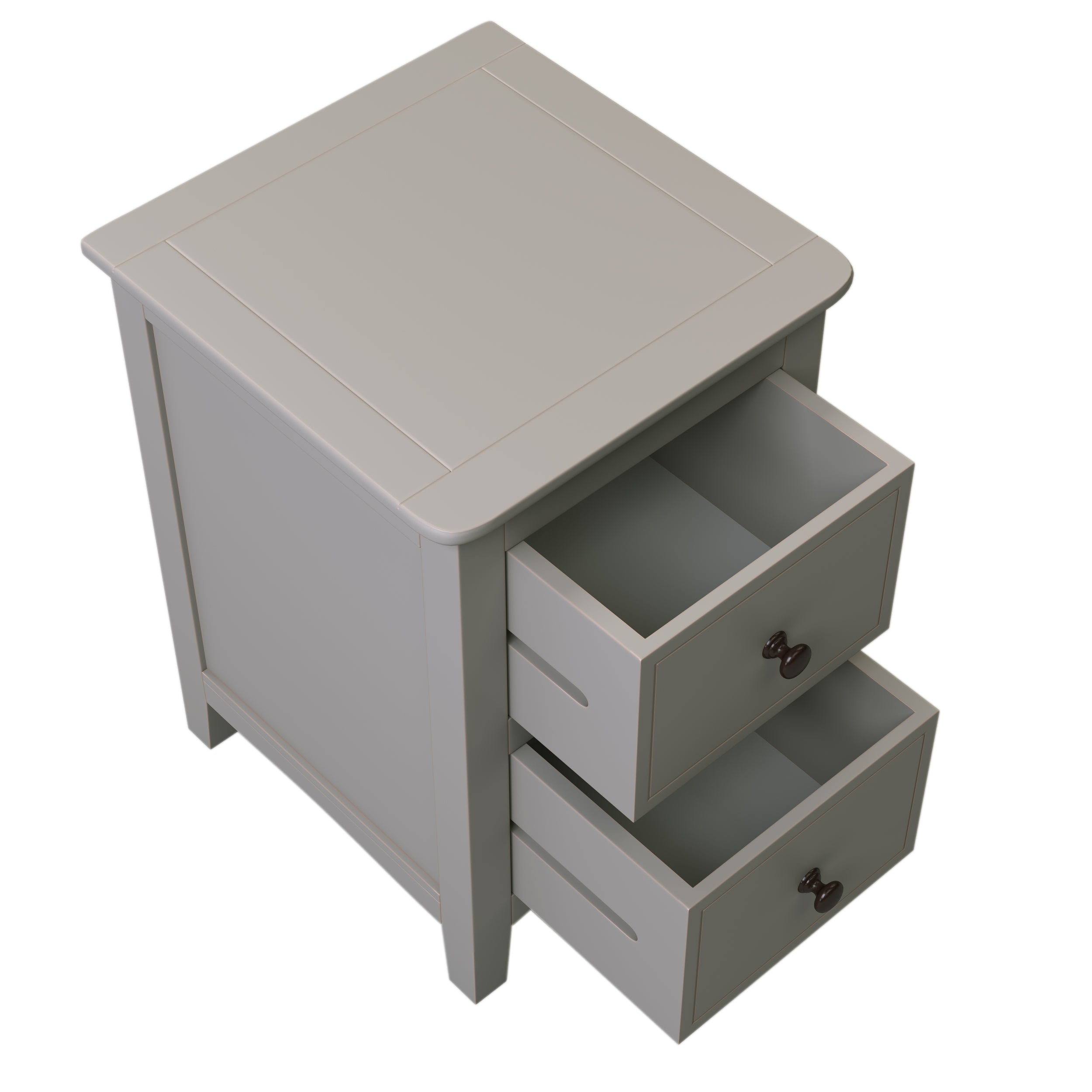 2 Drawers Solid Wood Nightstand End Table