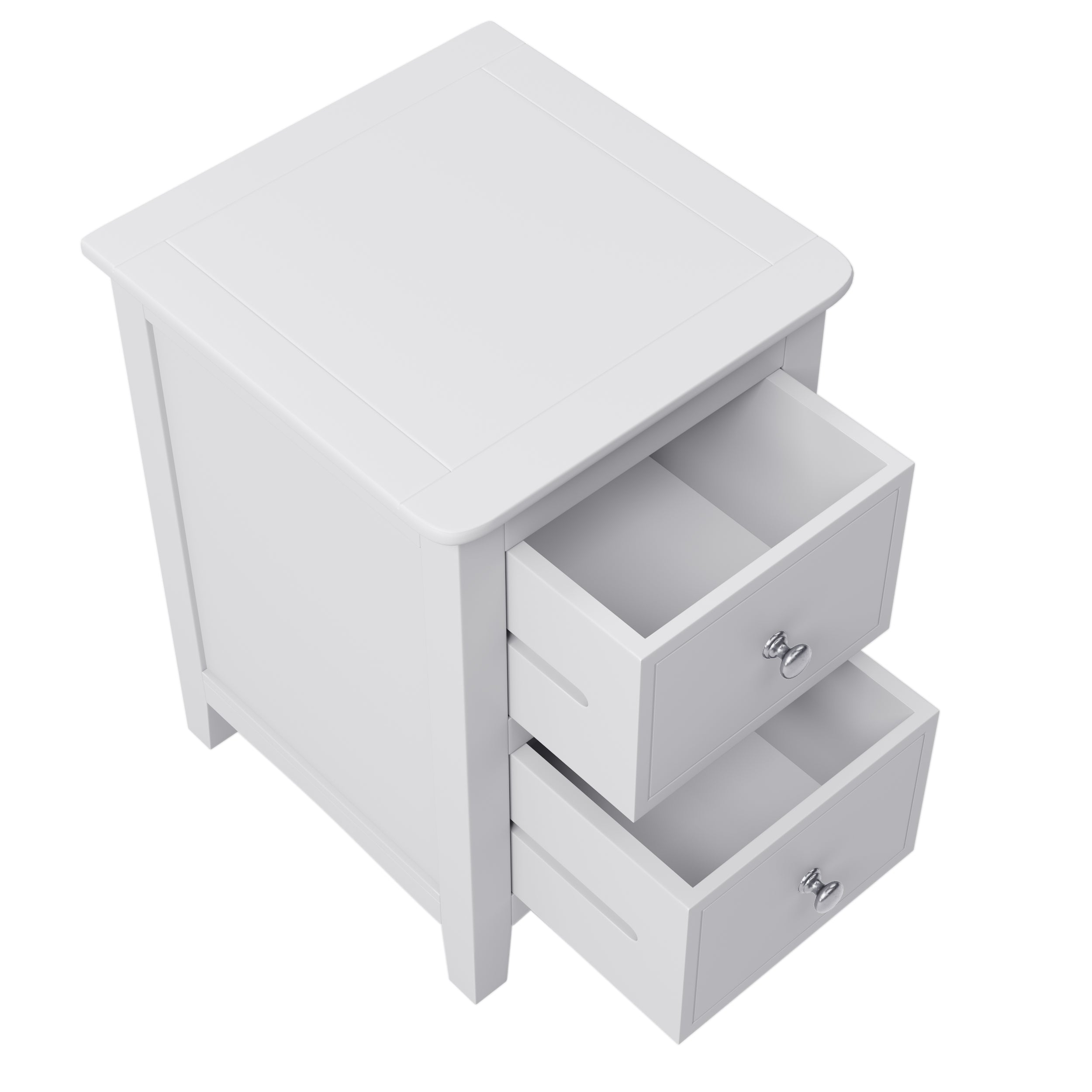 2 Drawers Solid Wood Nightstand End Table