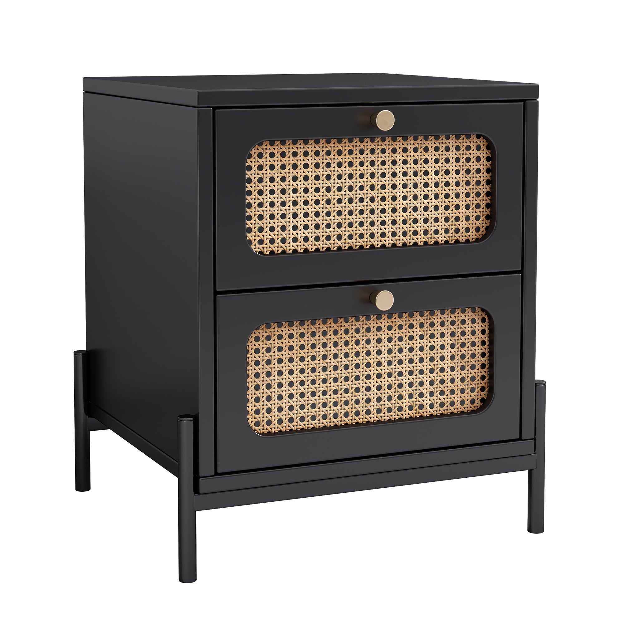 22" Tall 2-Drawer Wood Nightstand End Table