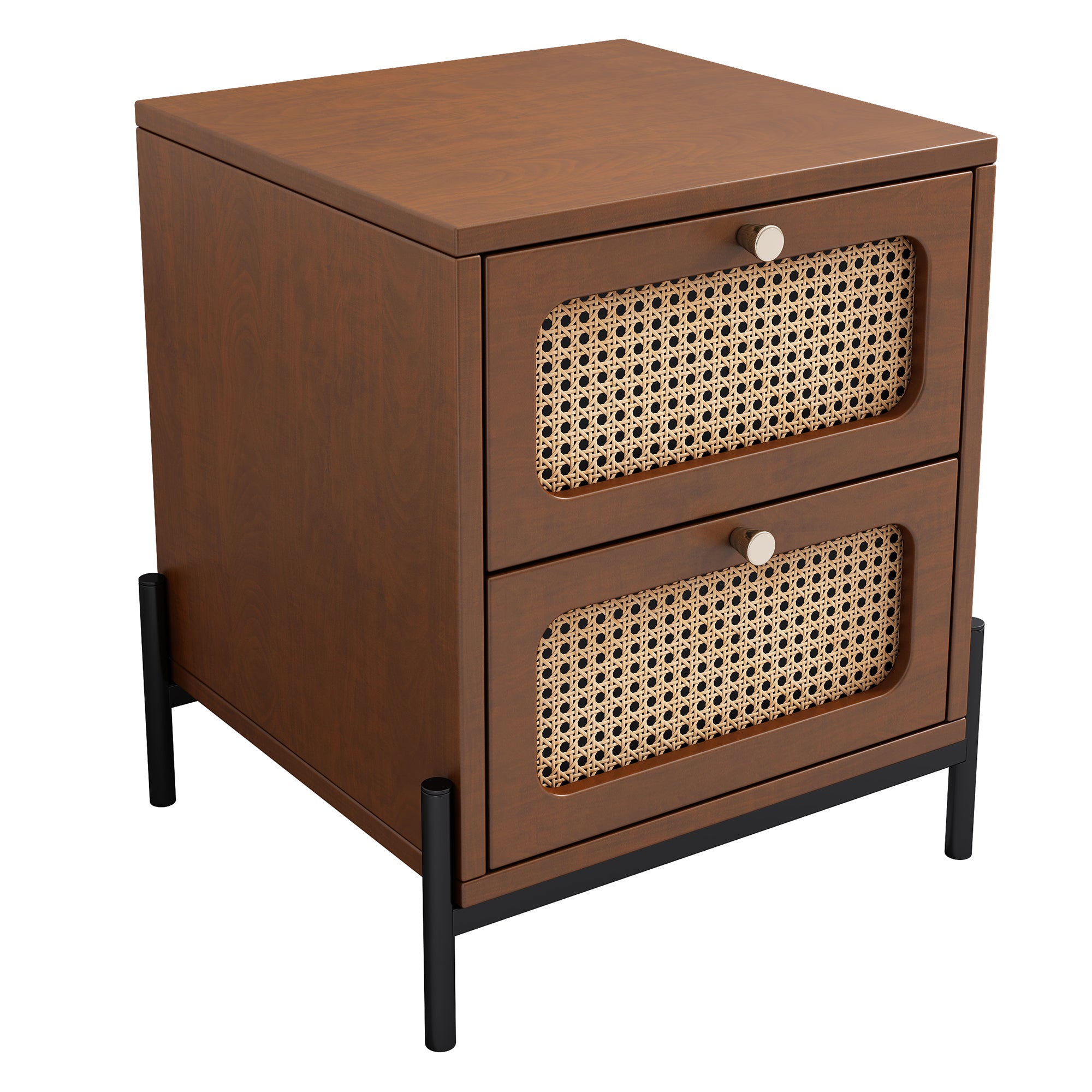 22" Tall 2-Drawer Wood Nightstand End Table