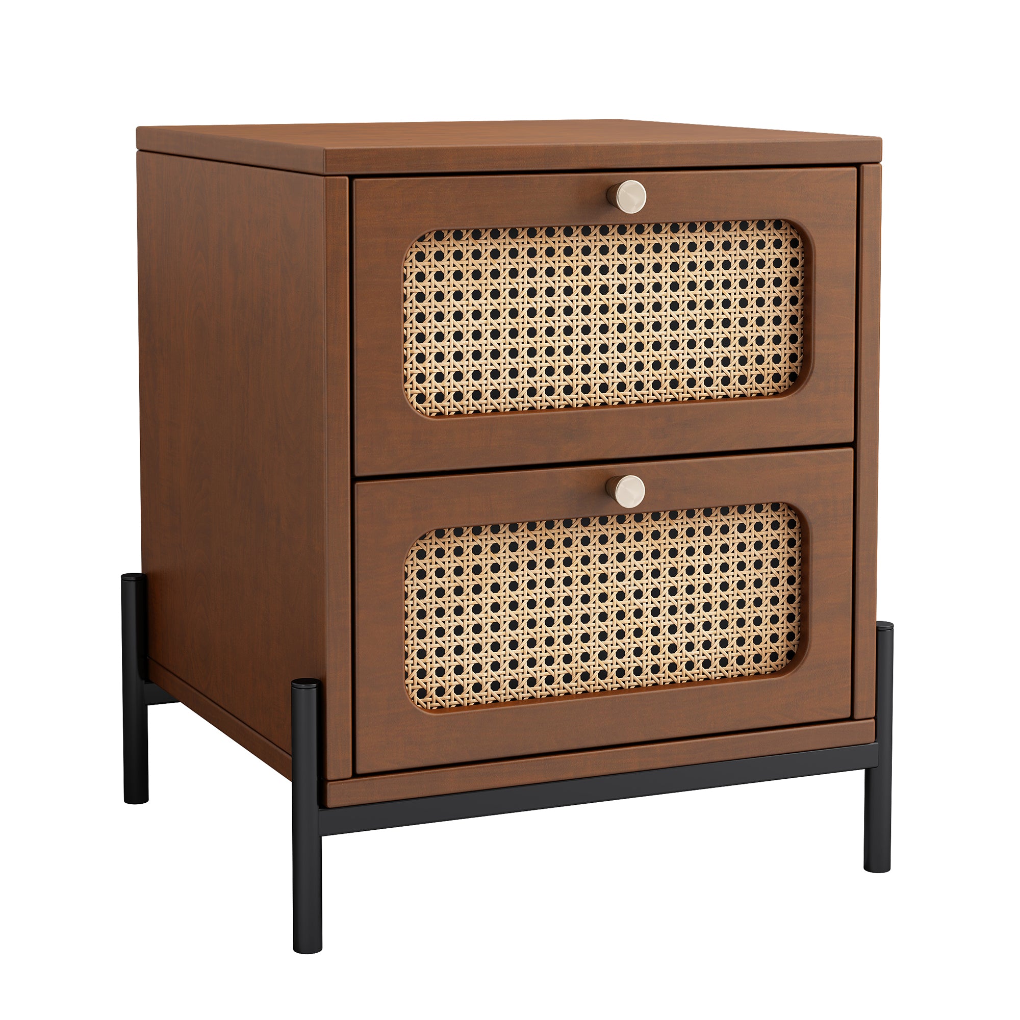 22" Tall 2-Drawer Wood Nightstand End Table