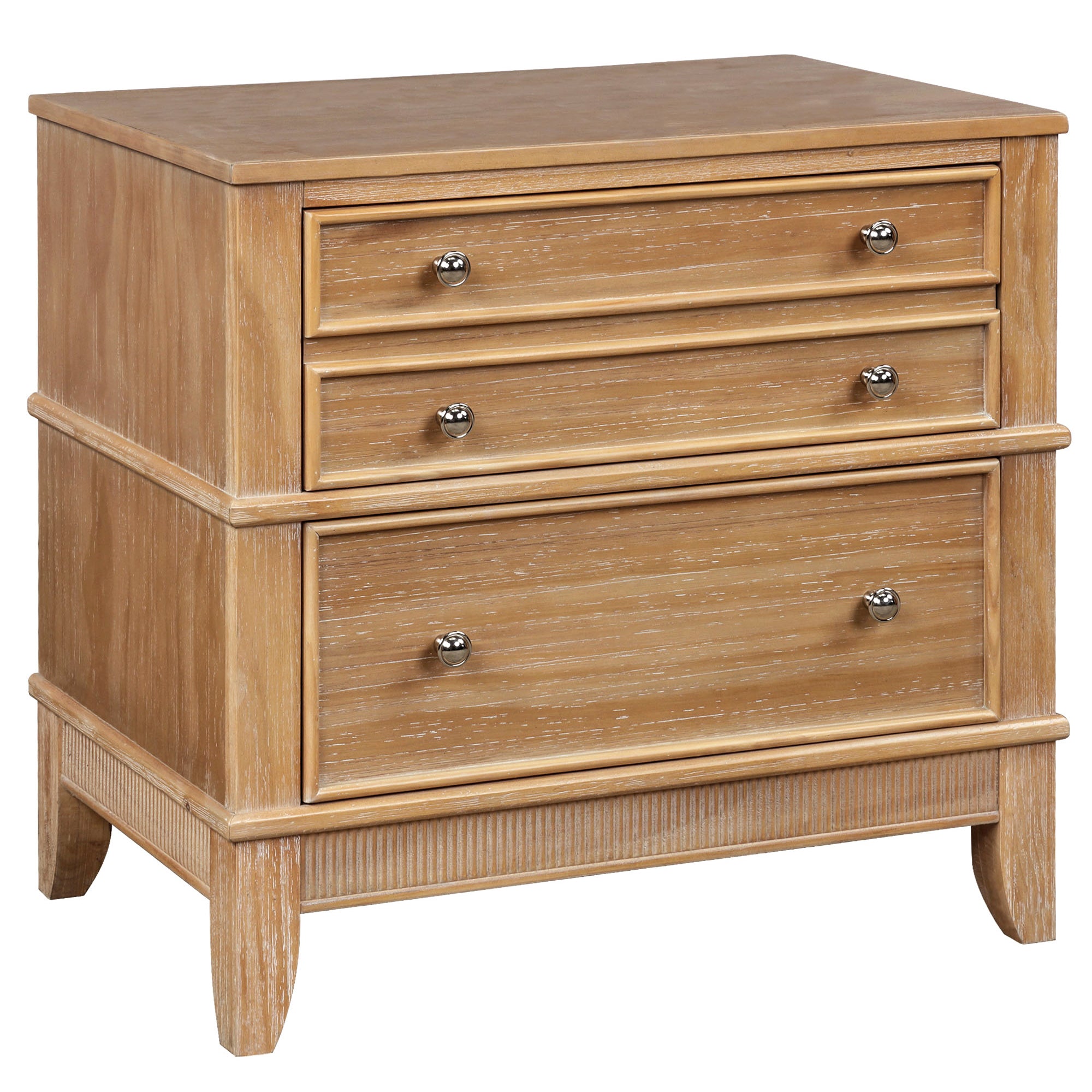 3-Drawer Solid Wood Nightstand in Natural/ Coffee