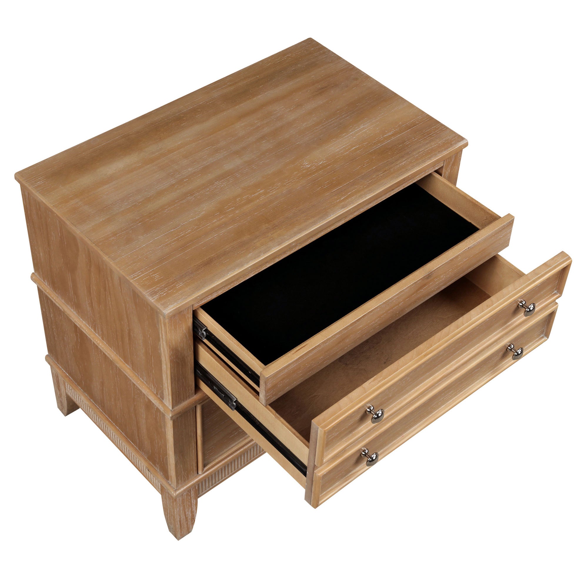 3-Drawer Solid Wood Nightstand in Natural/ Coffee
