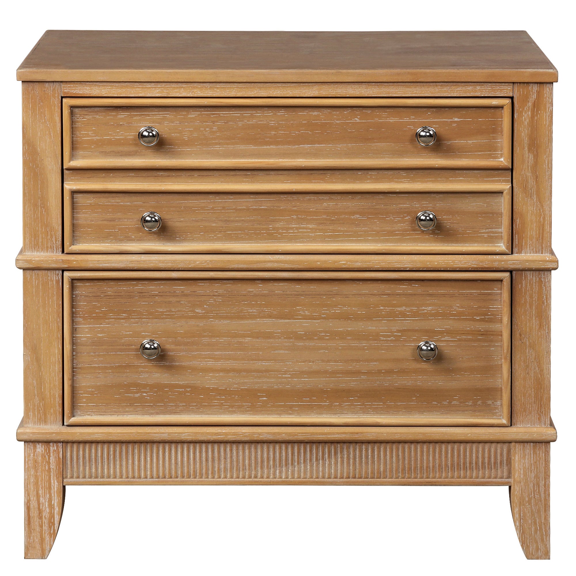 3-Drawer Solid Wood Nightstand in Natural/ Coffee