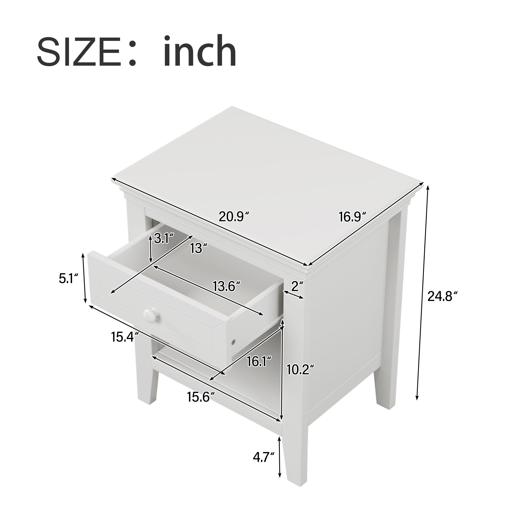3-Drawer Solid Wood Nightstand in Natural/ Coffee
