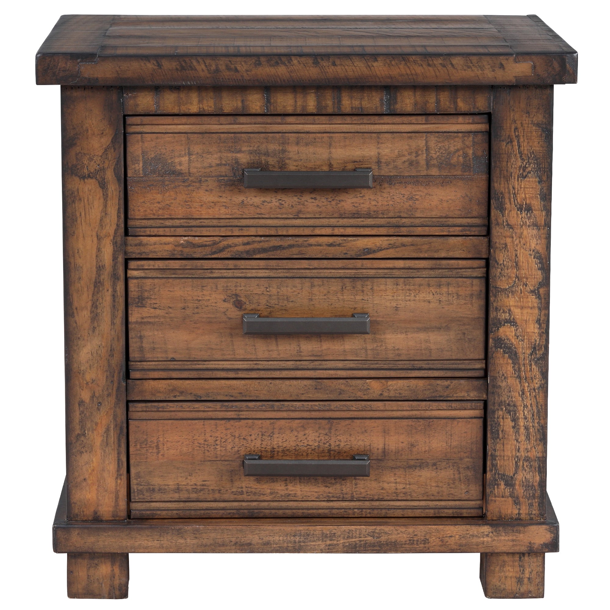 3-Drawer Solid Wood Nightstand in Natural/ Coffee