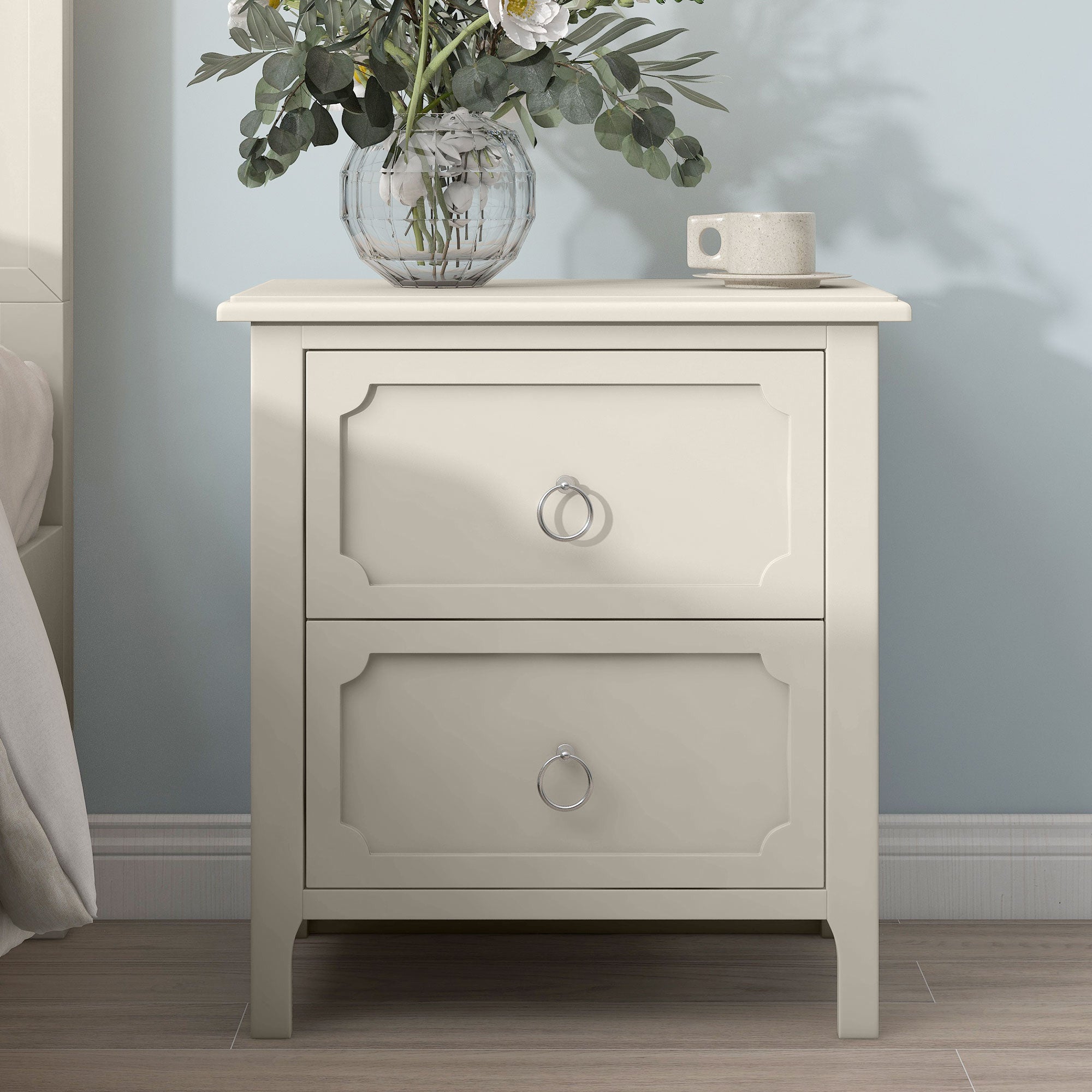 3-Drawer Solid Wood Nightstand in Natural/ Coffee