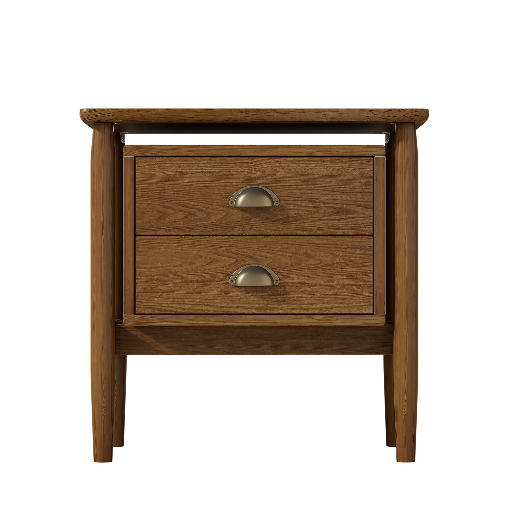 2-Drawer Rubber Wood Nightstand in Walnut