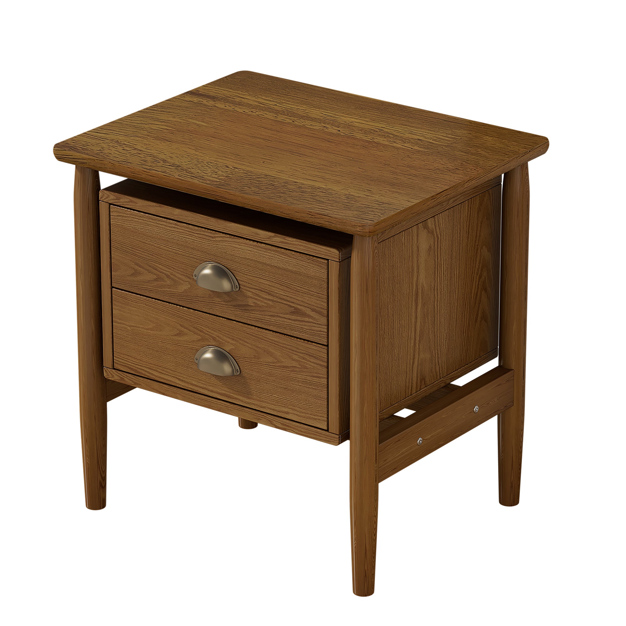 2-Drawer Rubber Wood Nightstand in Walnut