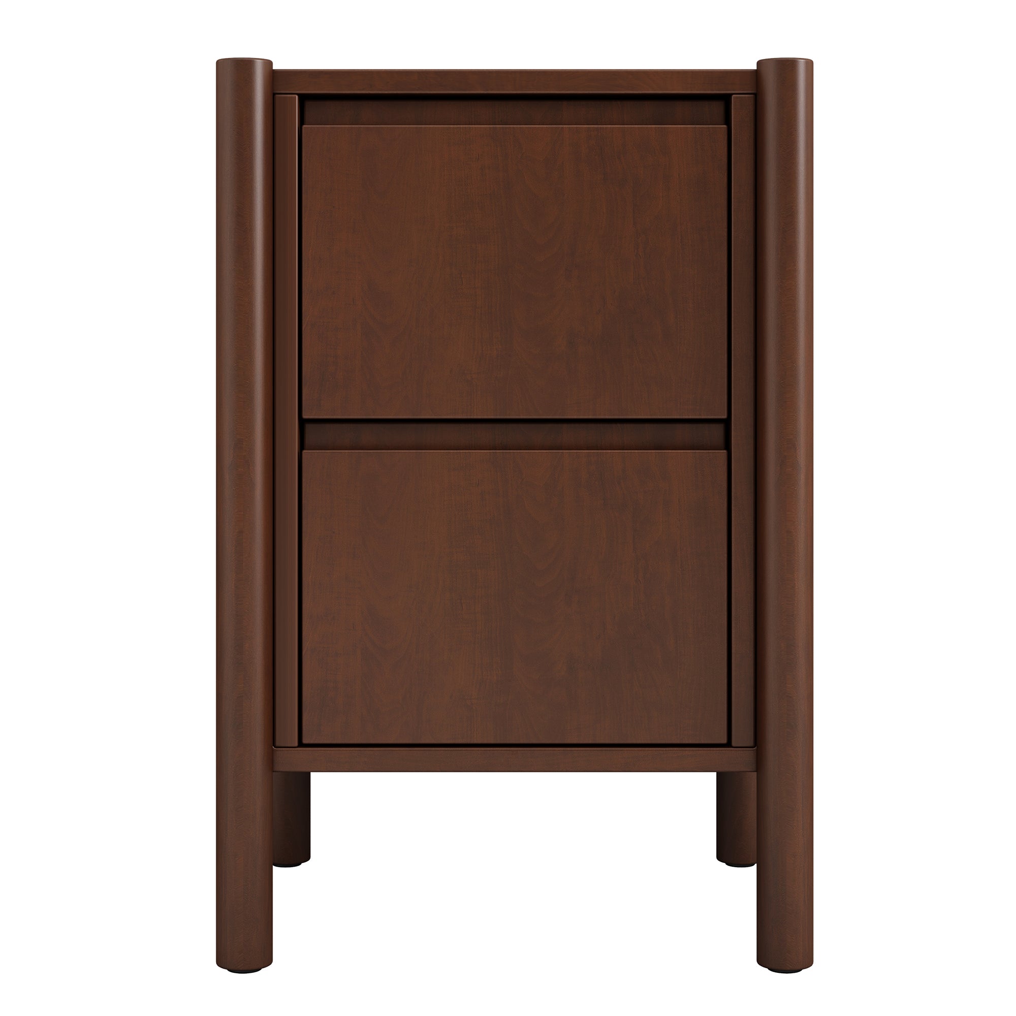 2-Drawer Rubber Wood Nightstand in Walnut