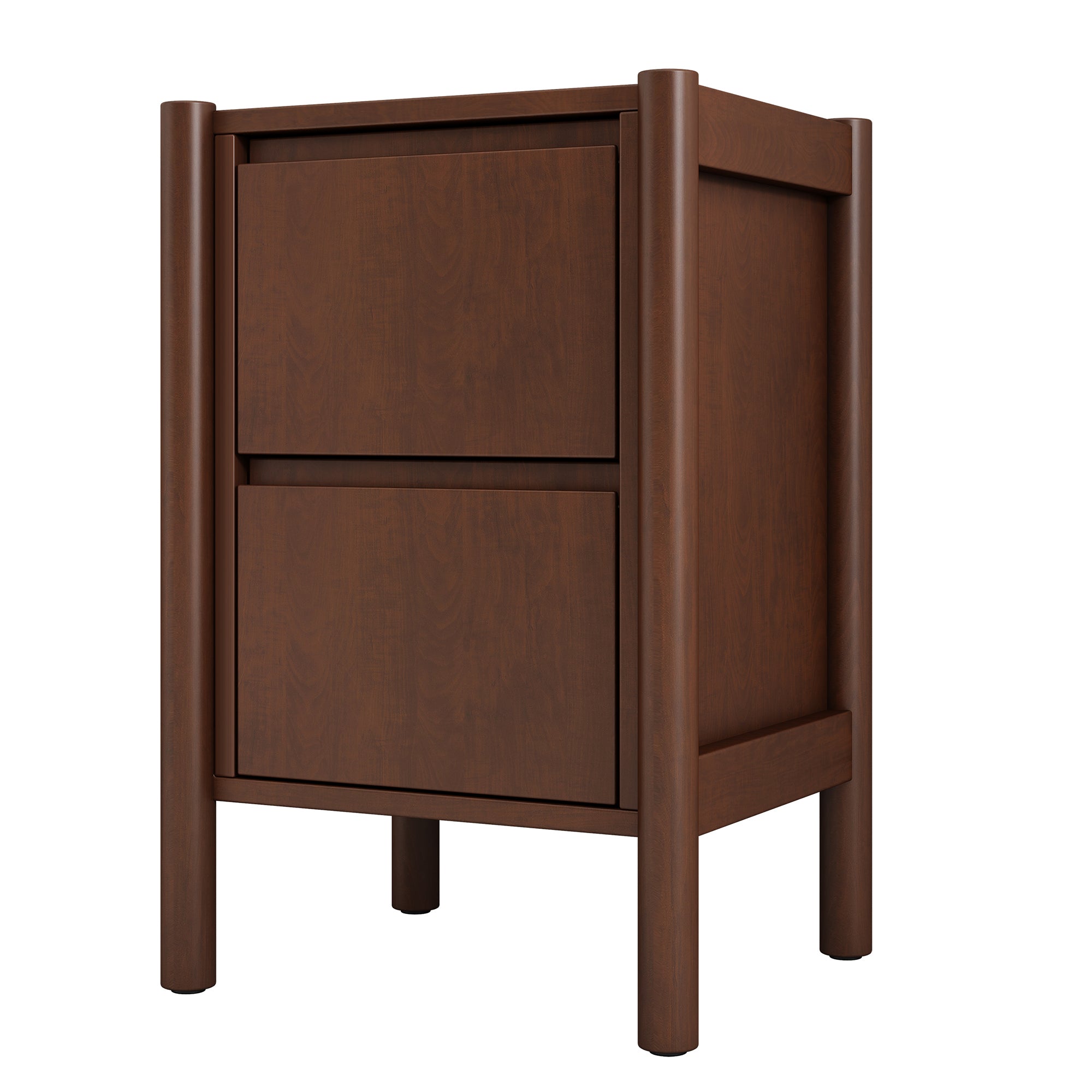 2-Drawer Rubber Wood Nightstand in Walnut