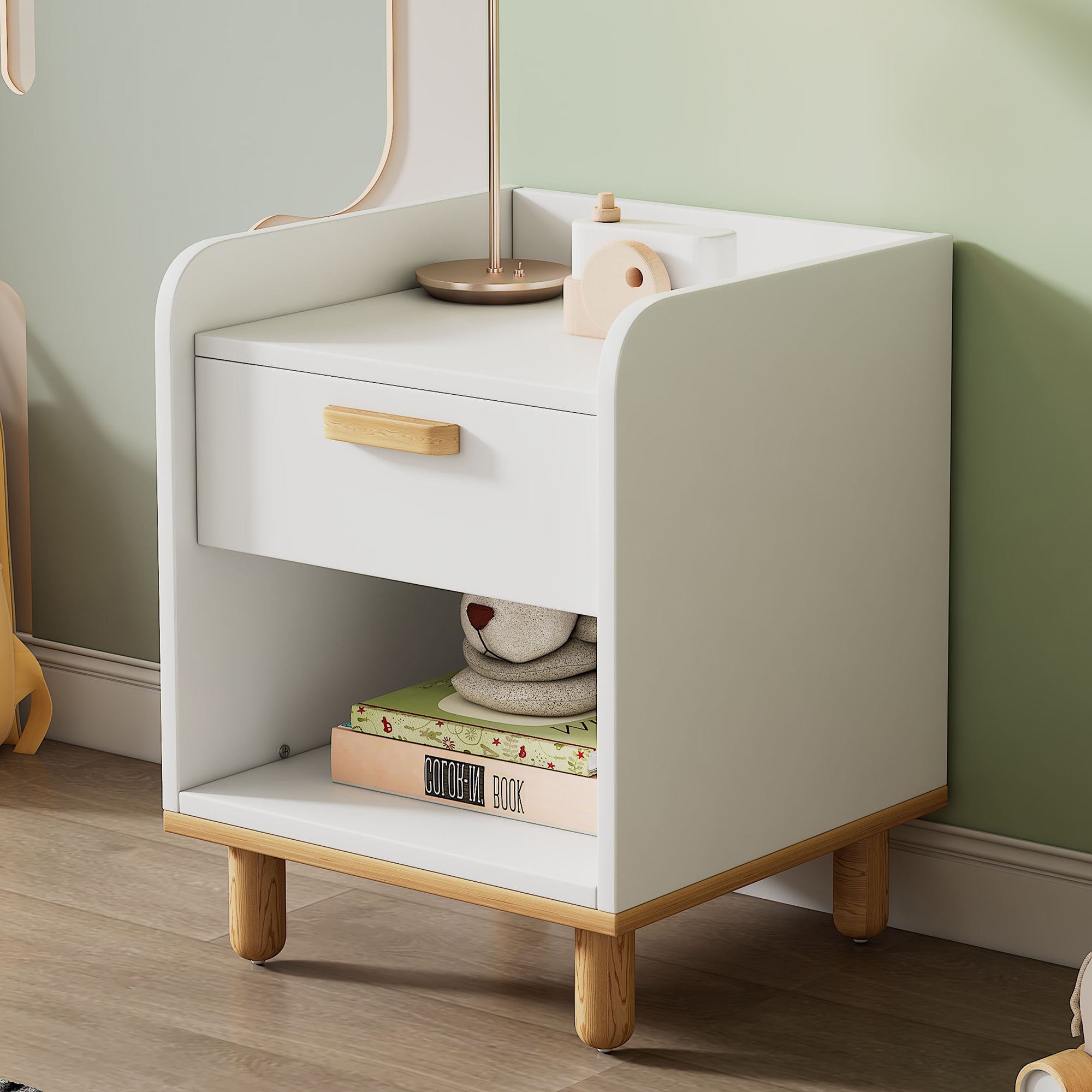 2-Drawer Rubber Wood Nightstand in Walnut