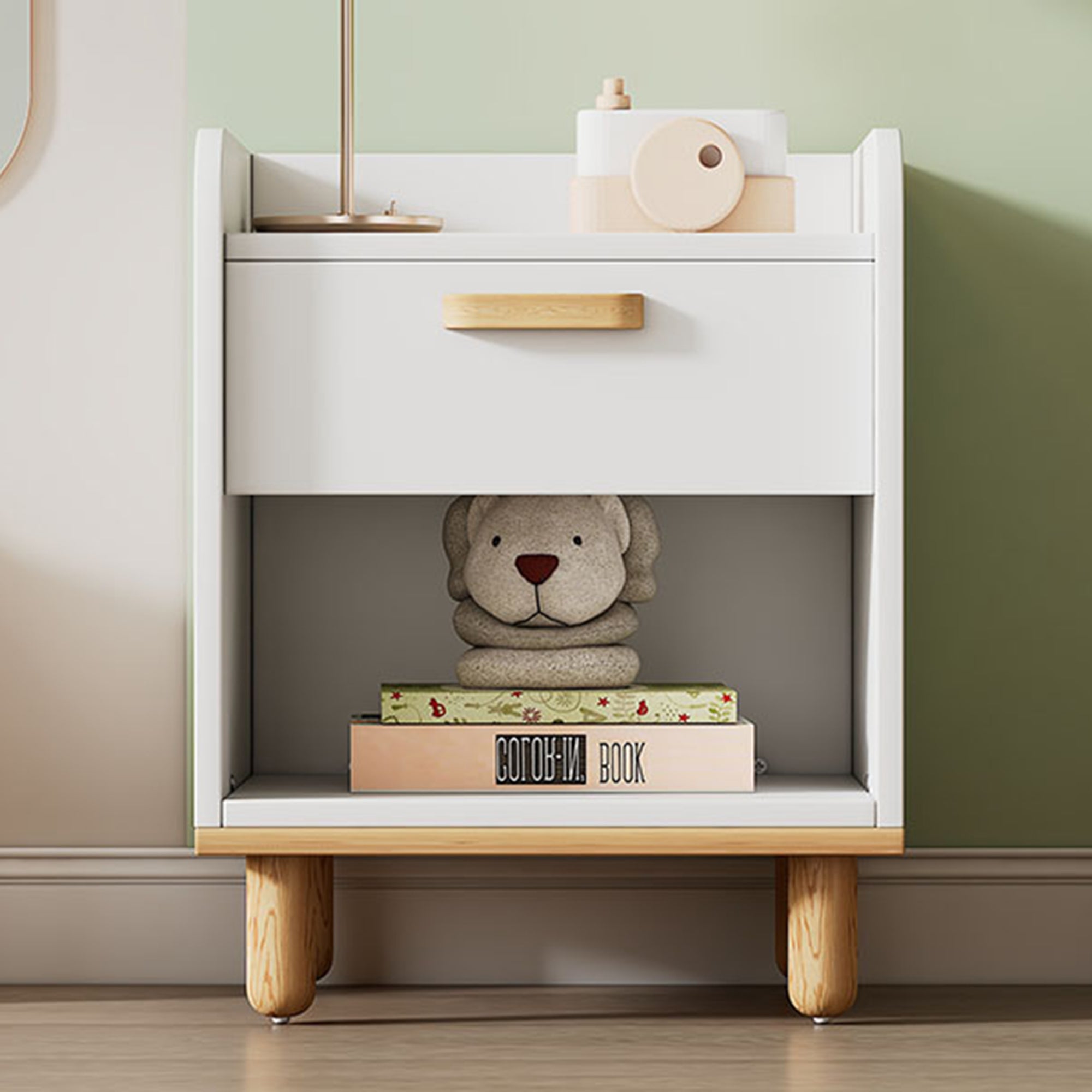 2-Drawer Rubber Wood Nightstand in Walnut