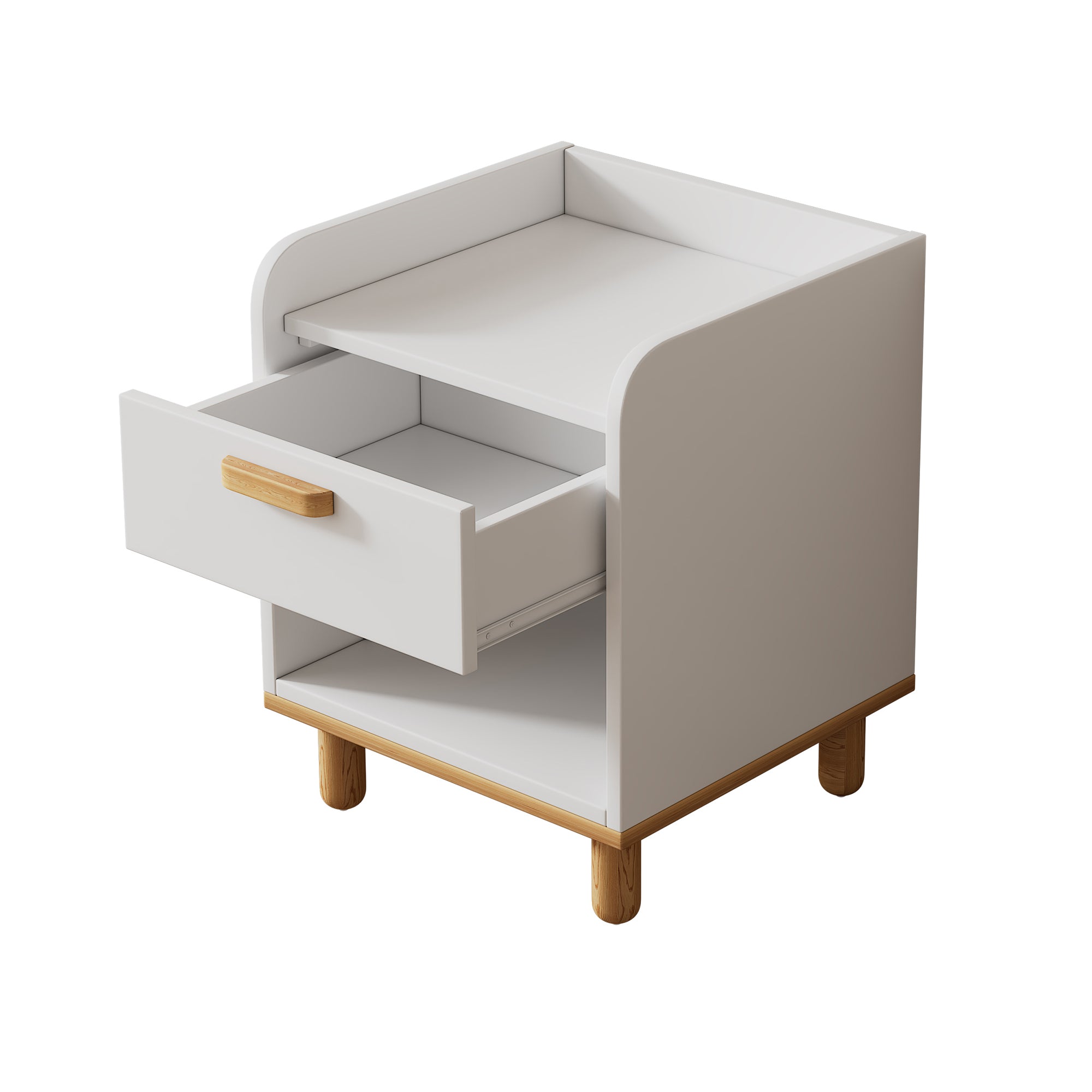 2-Drawer Rubber Wood Nightstand in Walnut