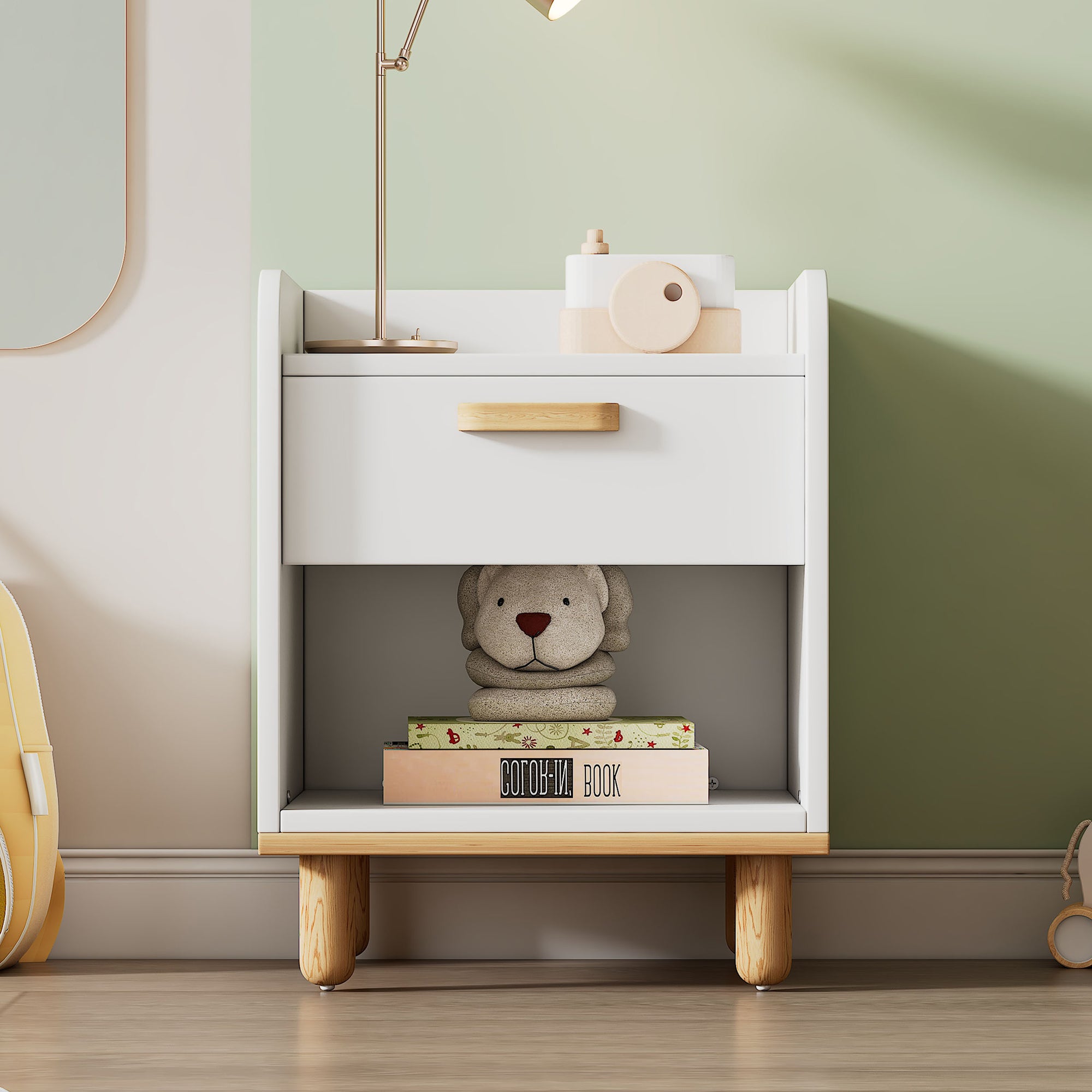 2-Drawer Rubber Wood Nightstand in Walnut