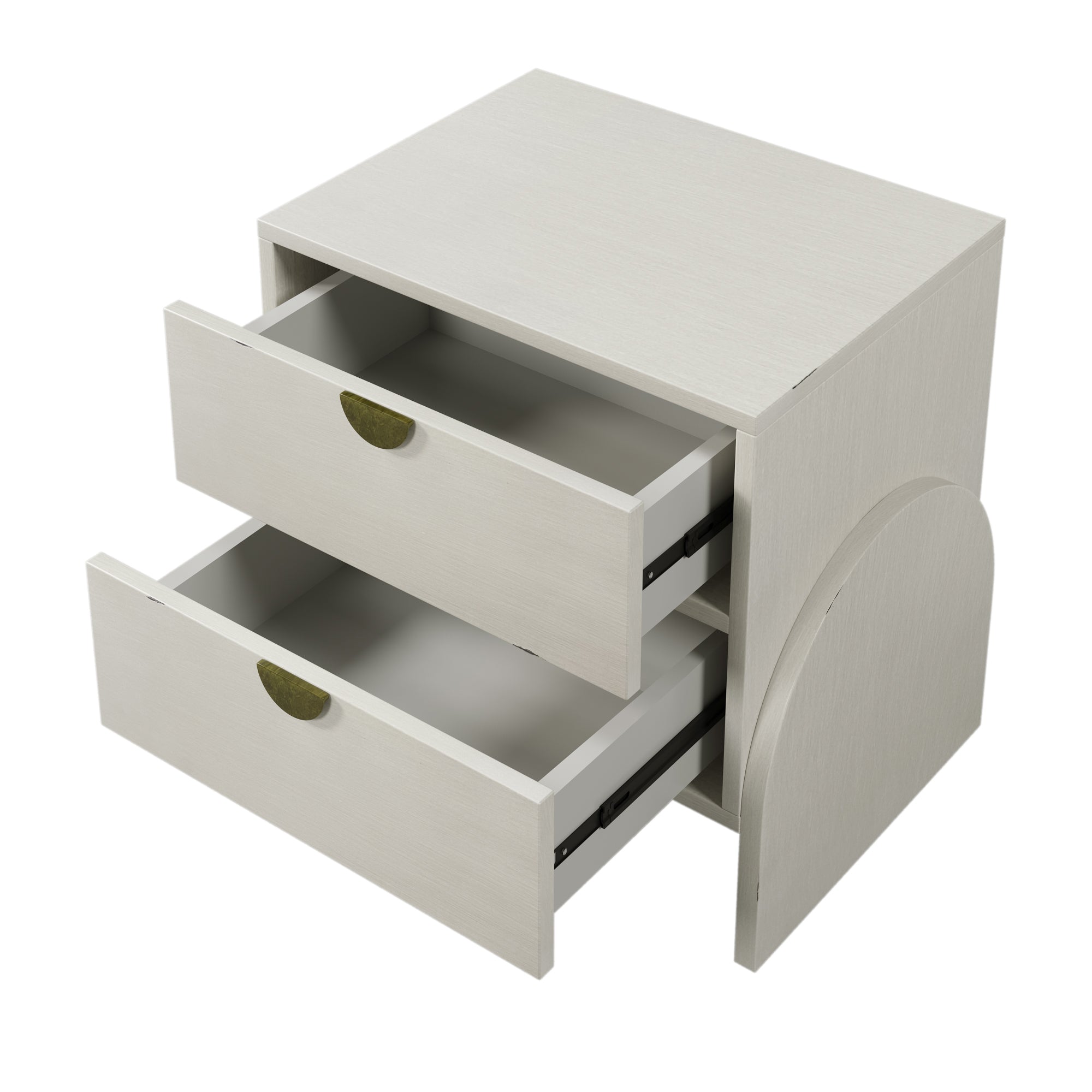 2-Drawer Rubber Wood Nightstand in Antique White