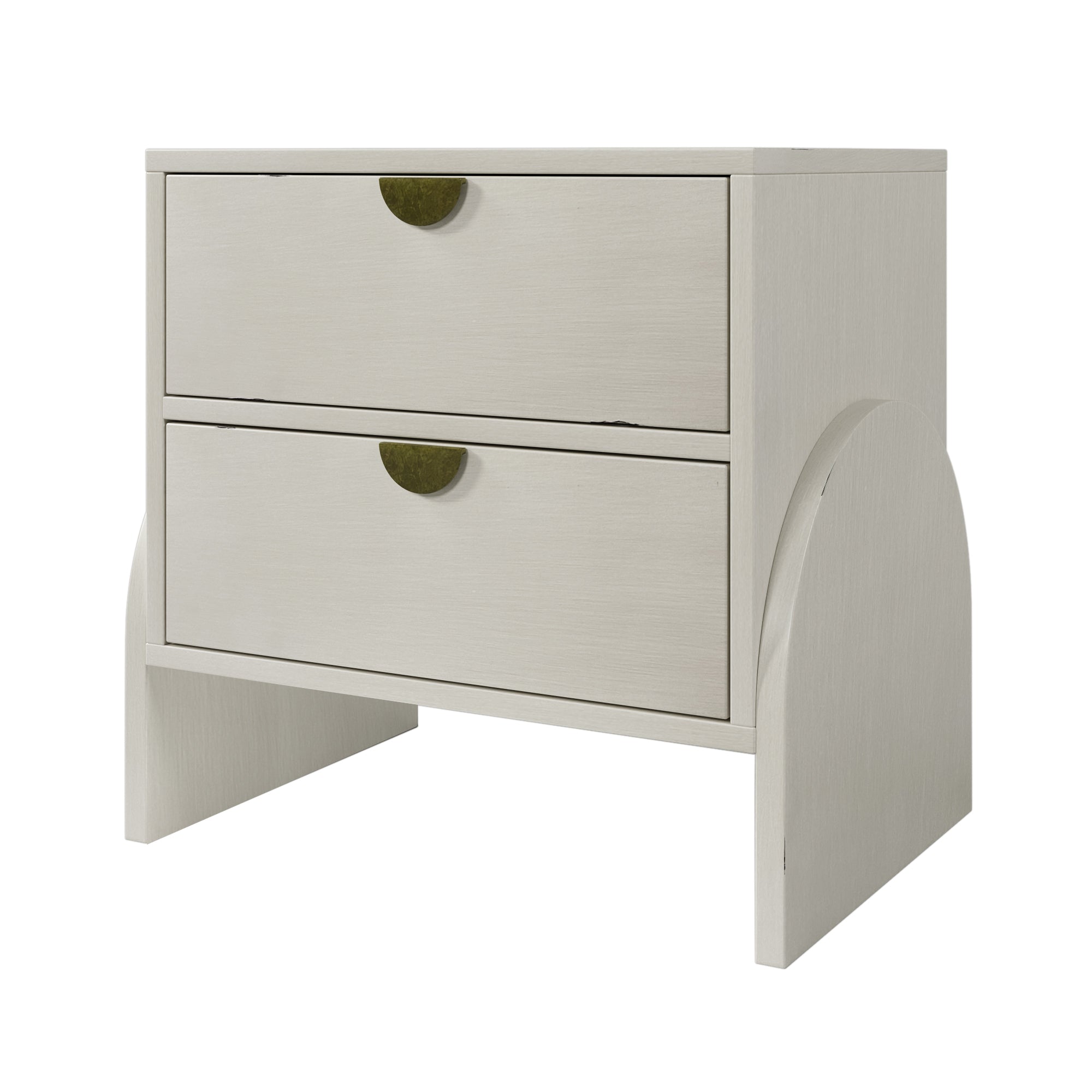 2-Drawer Rubber Wood Nightstand in Antique White