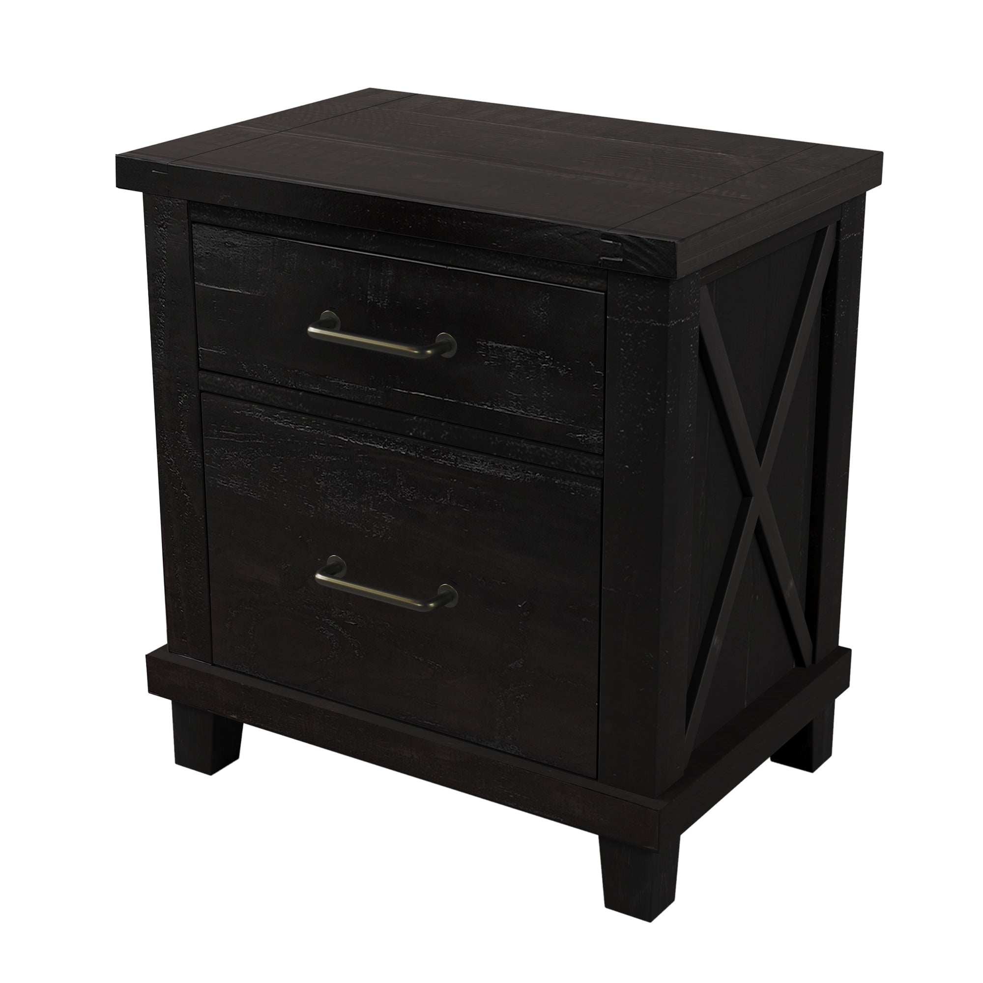 2-Drawer Rubber Wood Nightstand in Antique White