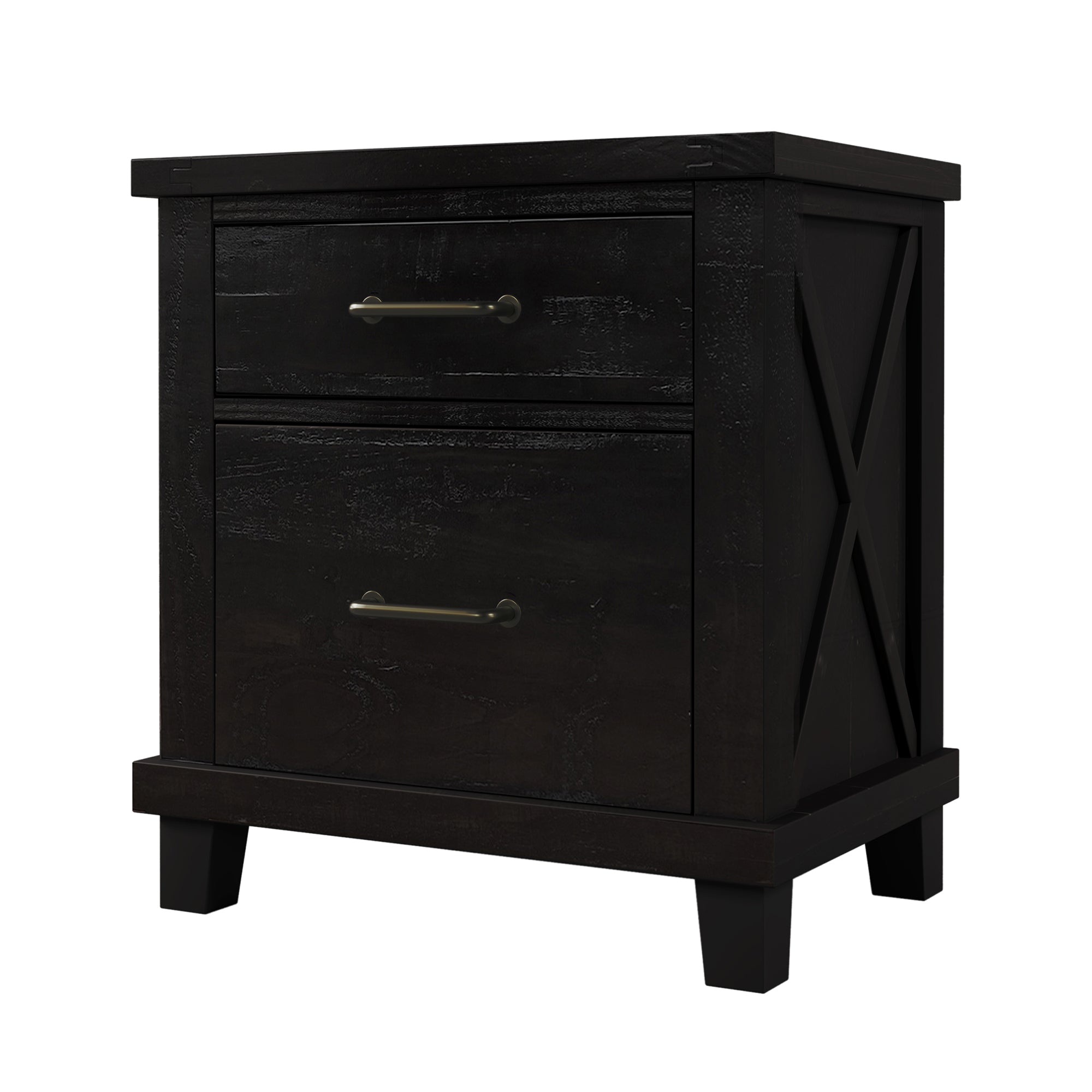 2-Drawer Rubber Wood Nightstand in Antique White
