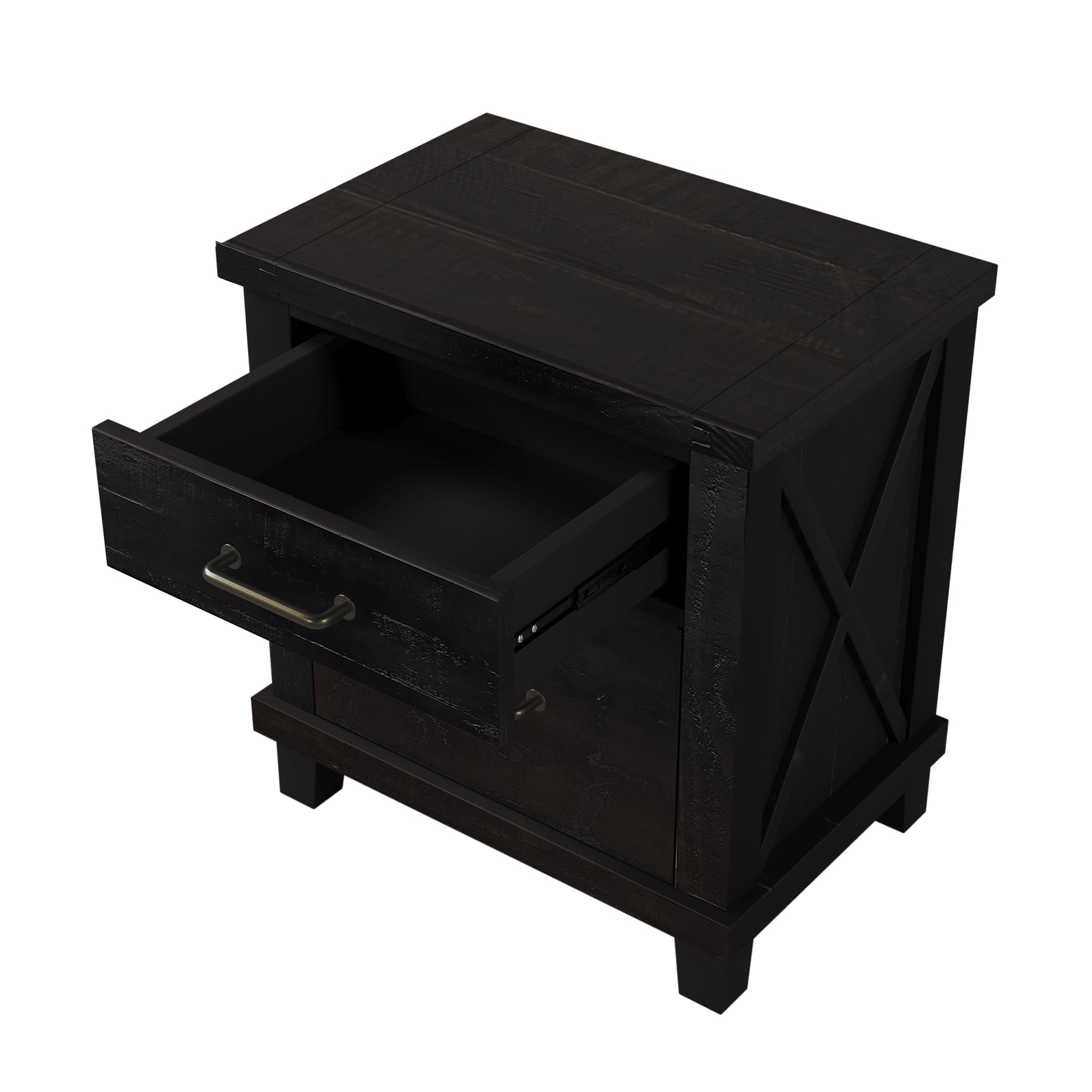 2-Drawer Rubber Wood Nightstand in Antique White