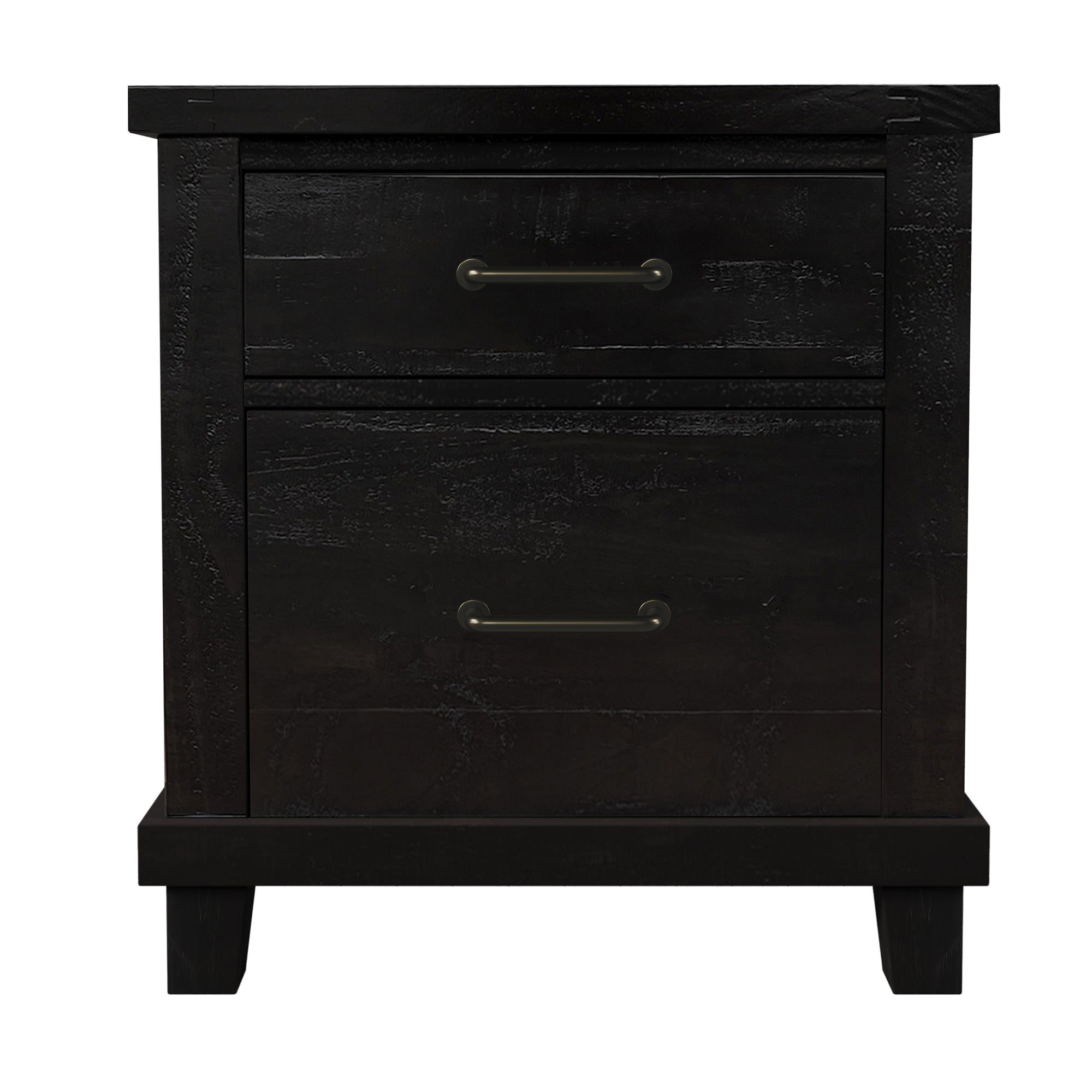 2-Drawer Rubber Wood Nightstand in Antique White