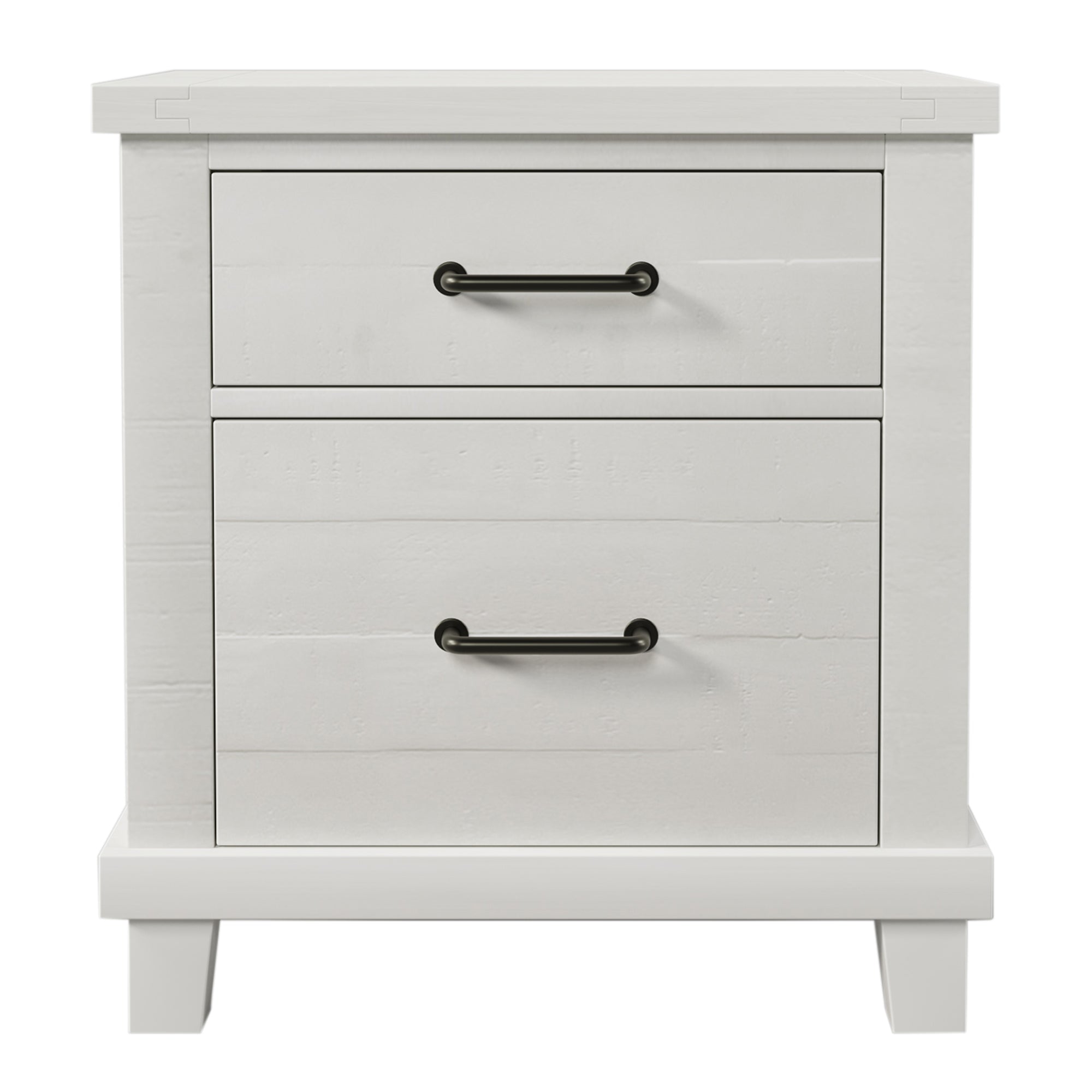 2-Drawer Rubber Wood Nightstand in Antique White