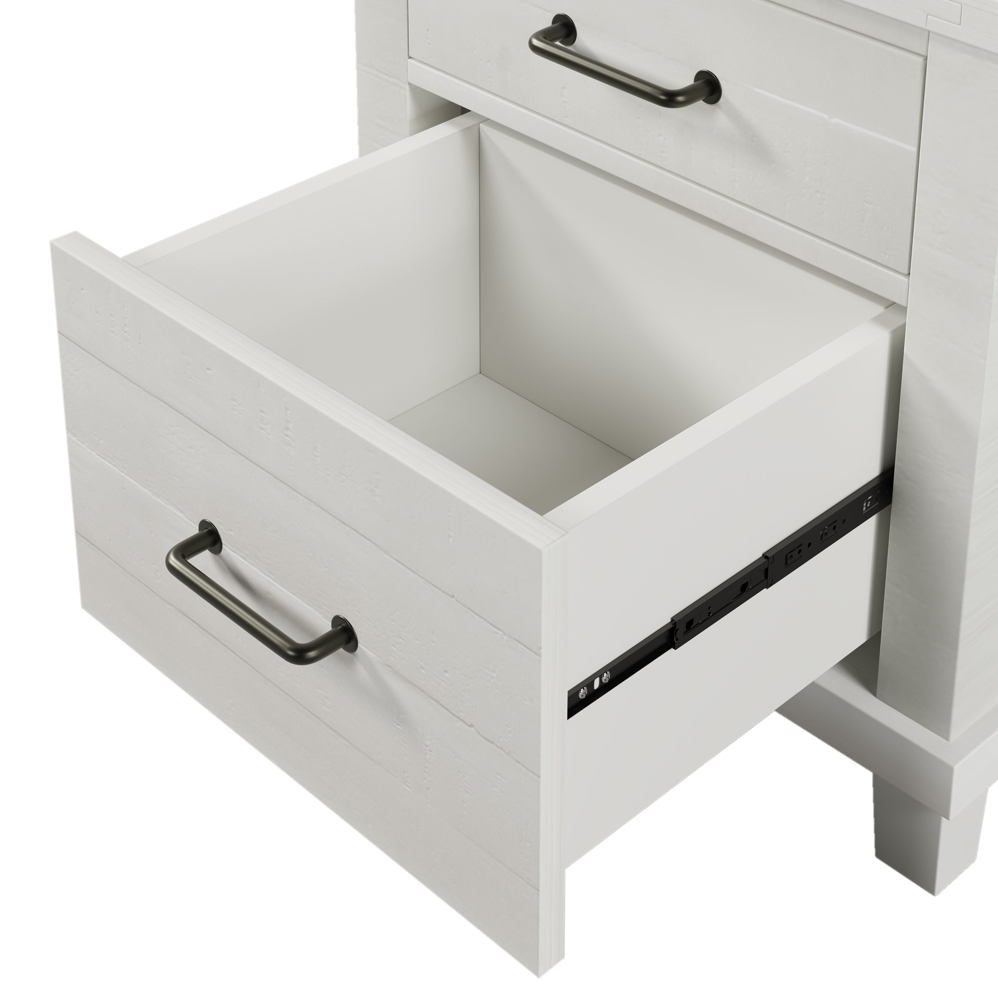 2-Drawer Rubber Wood Nightstand in Antique White
