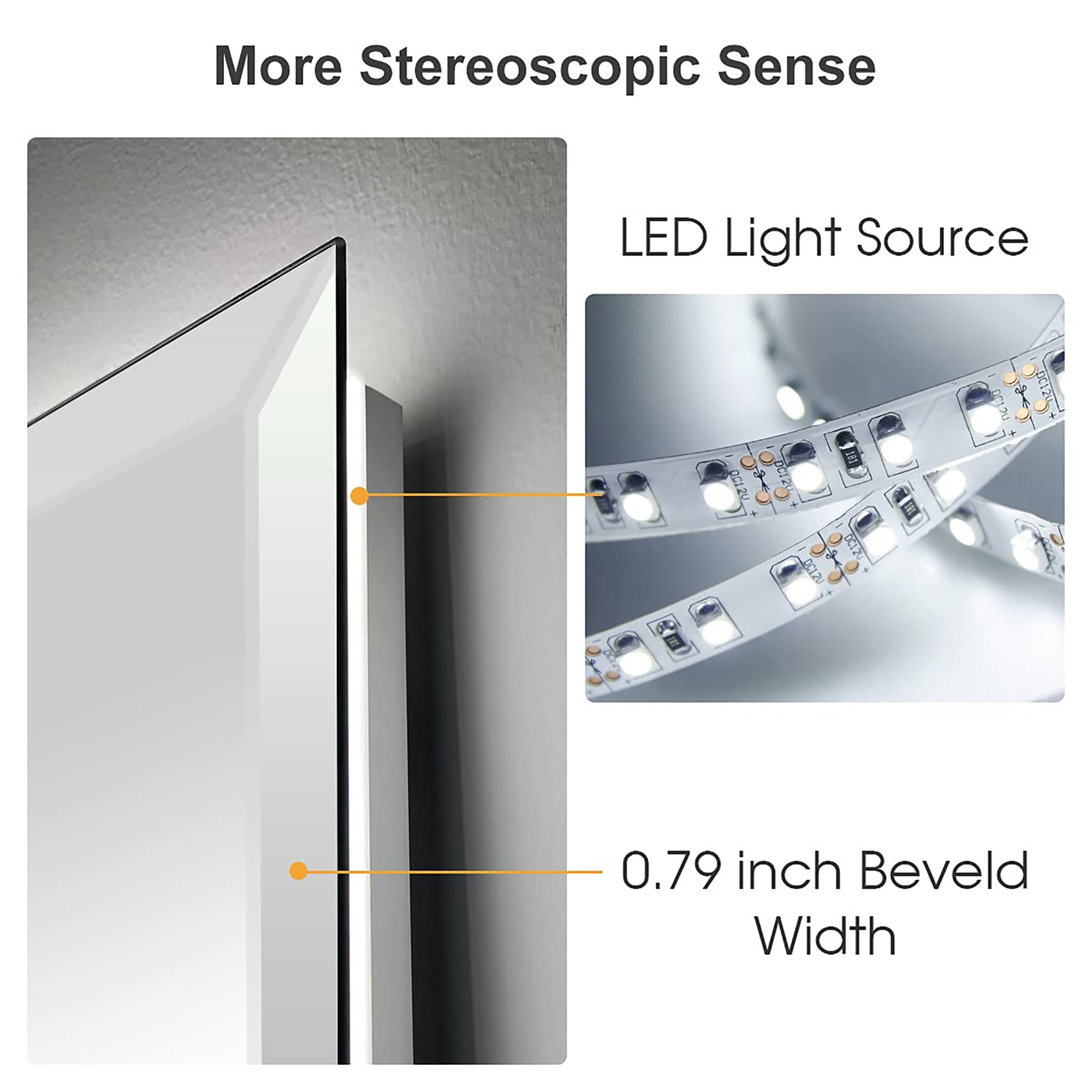 Rectangular Frameless Anti-Fog Wall Mounted LED Bathroom Vanity Mirror
