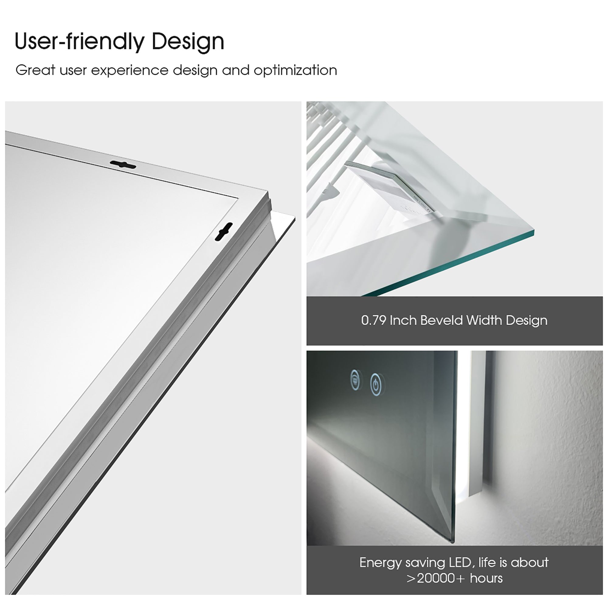 Rectangular Frameless Anti-Fog Wall Mounted LED Bathroom Vanity Mirror