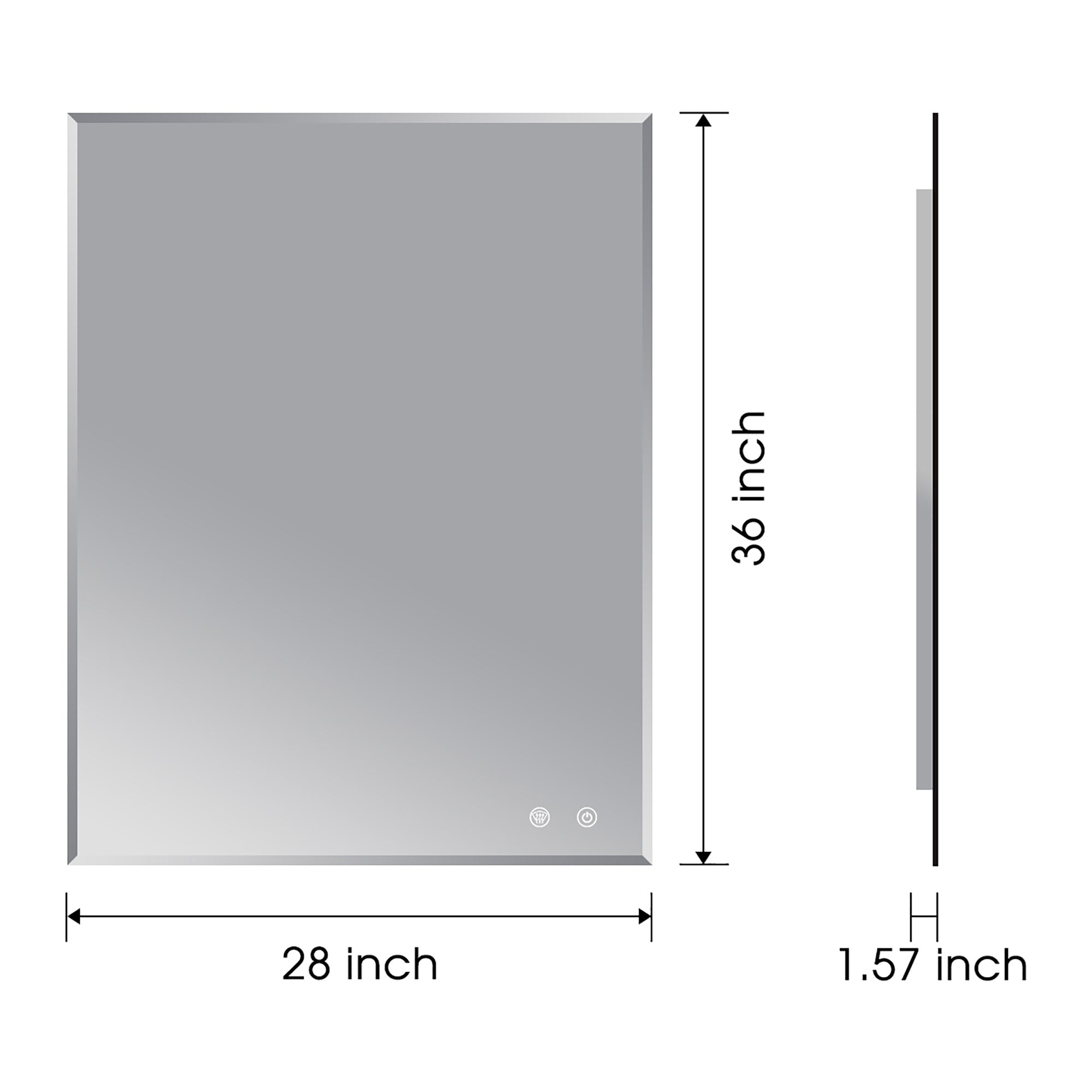Rectangular Frameless Anti-Fog Wall Mounted LED Bathroom Vanity Mirror