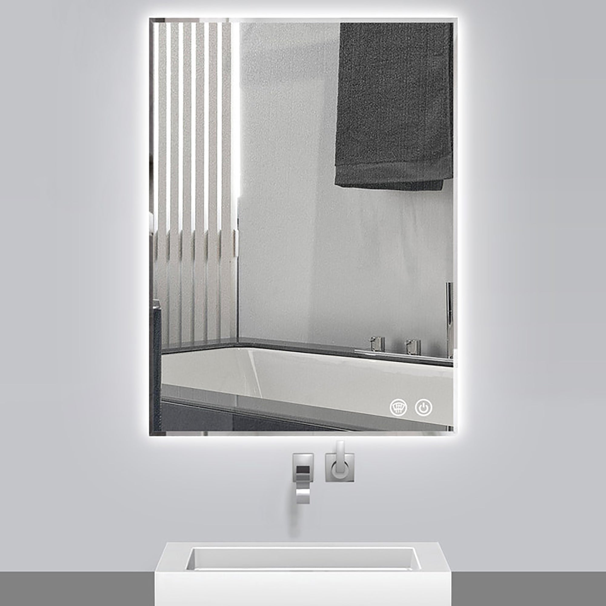 Rectangular Frameless Anti-Fog Wall Mounted LED Bathroom Vanity Mirror