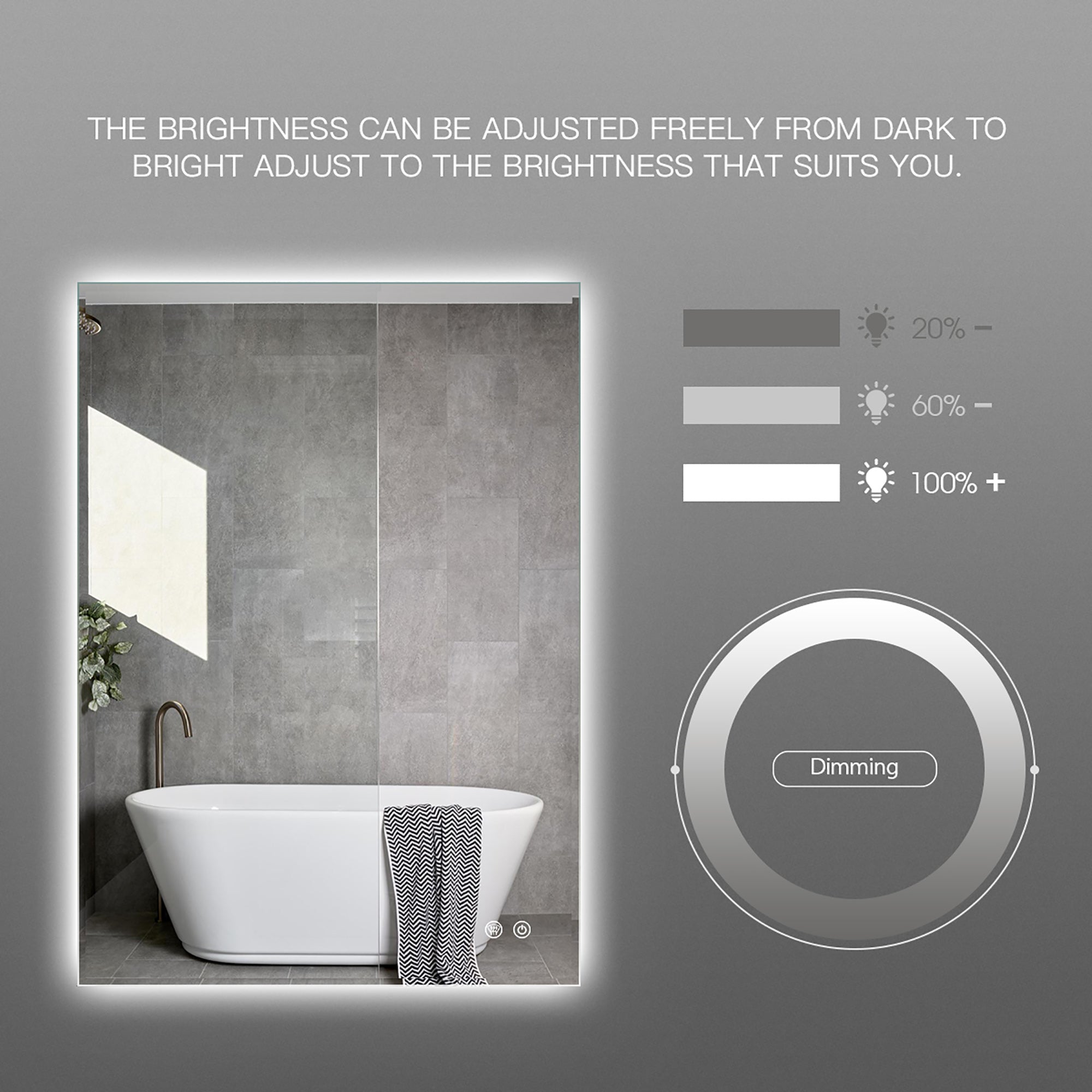 Rectangular Frameless Anti-Fog Wall Mounted LED Bathroom Vanity Mirror