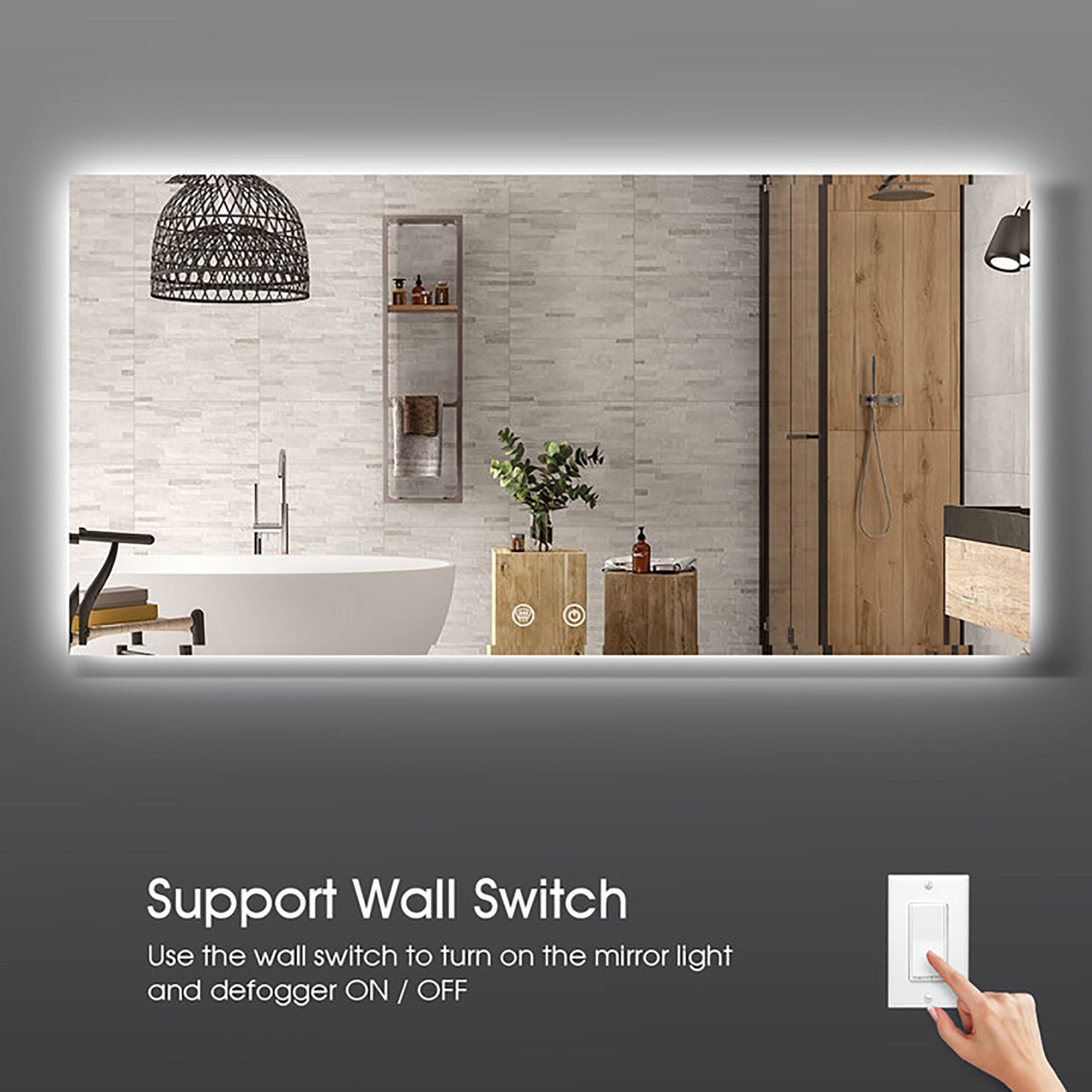 Rectangular Frameless Anti-Fog Wall Mounted LED Bathroom Vanity Mirror