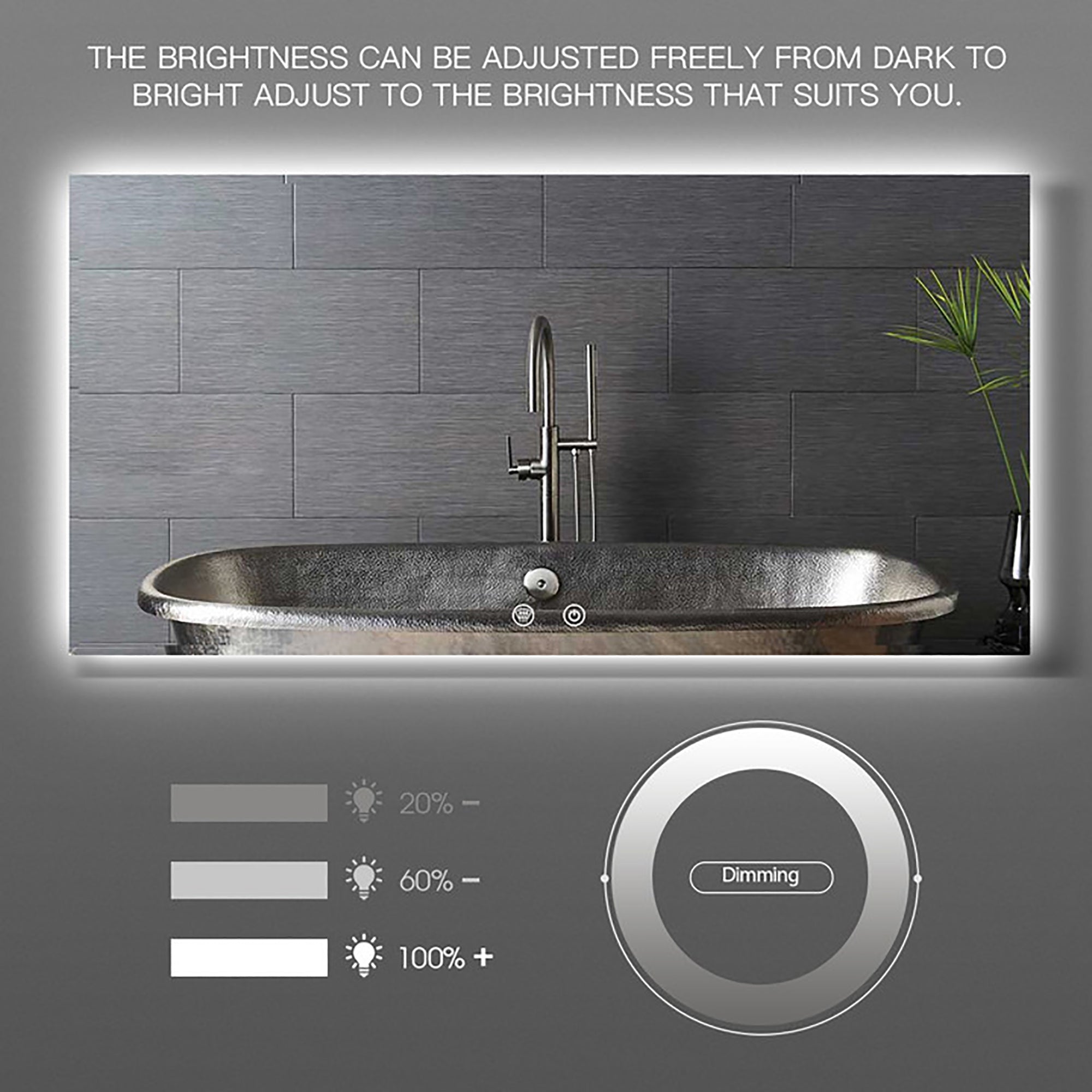 Rectangular Frameless Anti-Fog Wall Mounted LED Bathroom Vanity Mirror