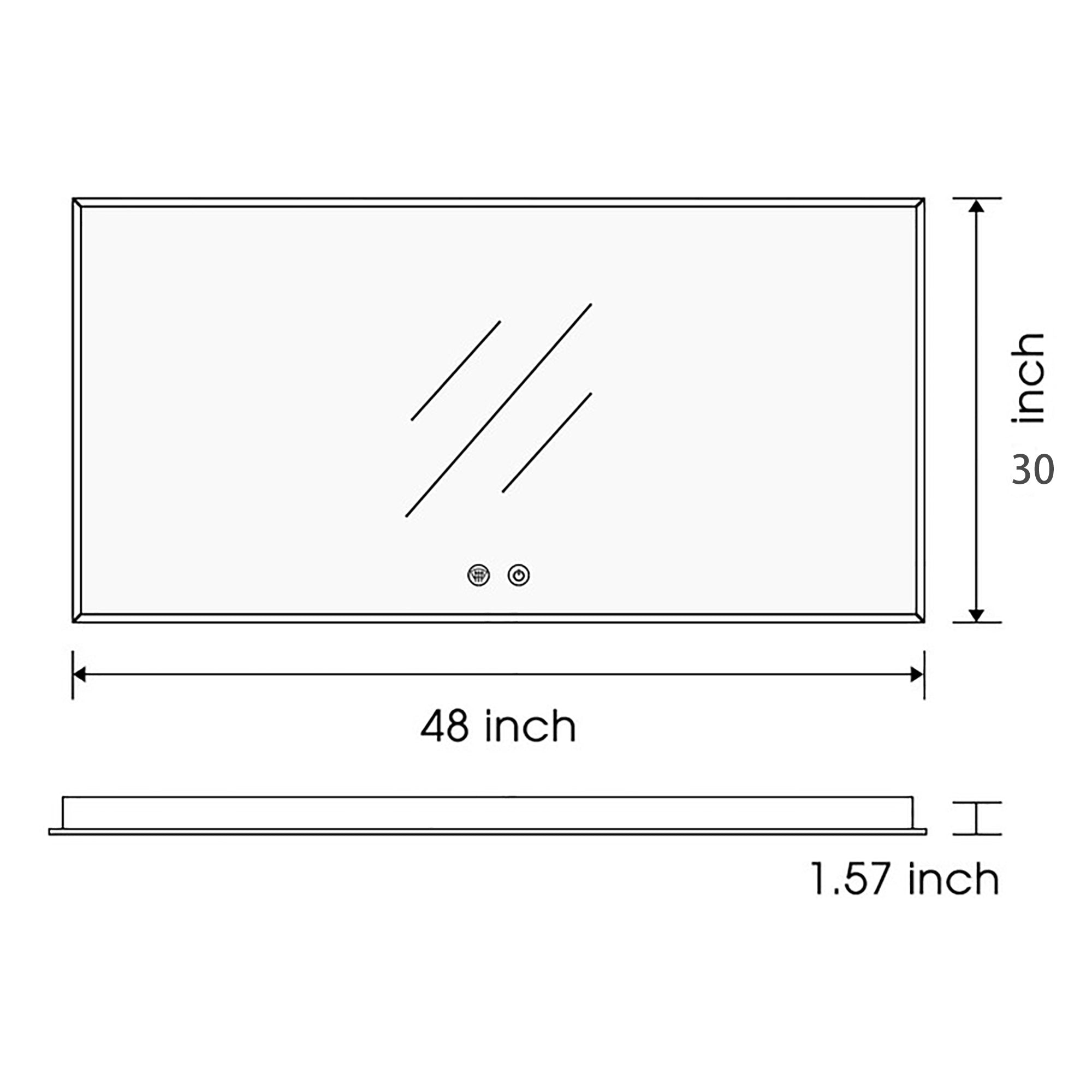 Rectangular Frameless Anti-Fog Wall Mounted LED Bathroom Vanity Mirror