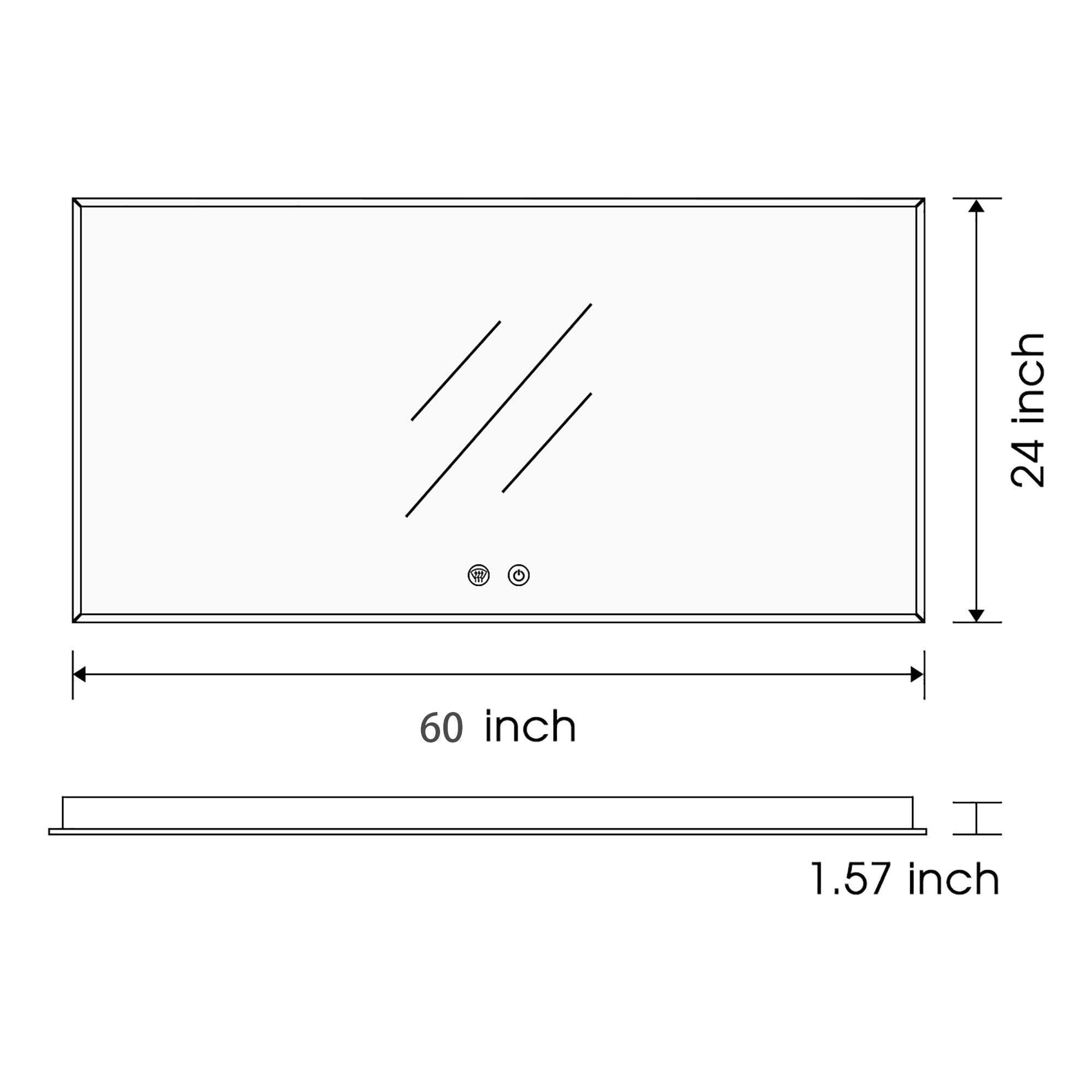 Rectangular Frameless Anti-Fog Wall Mounted LED Bathroom Vanity Mirror