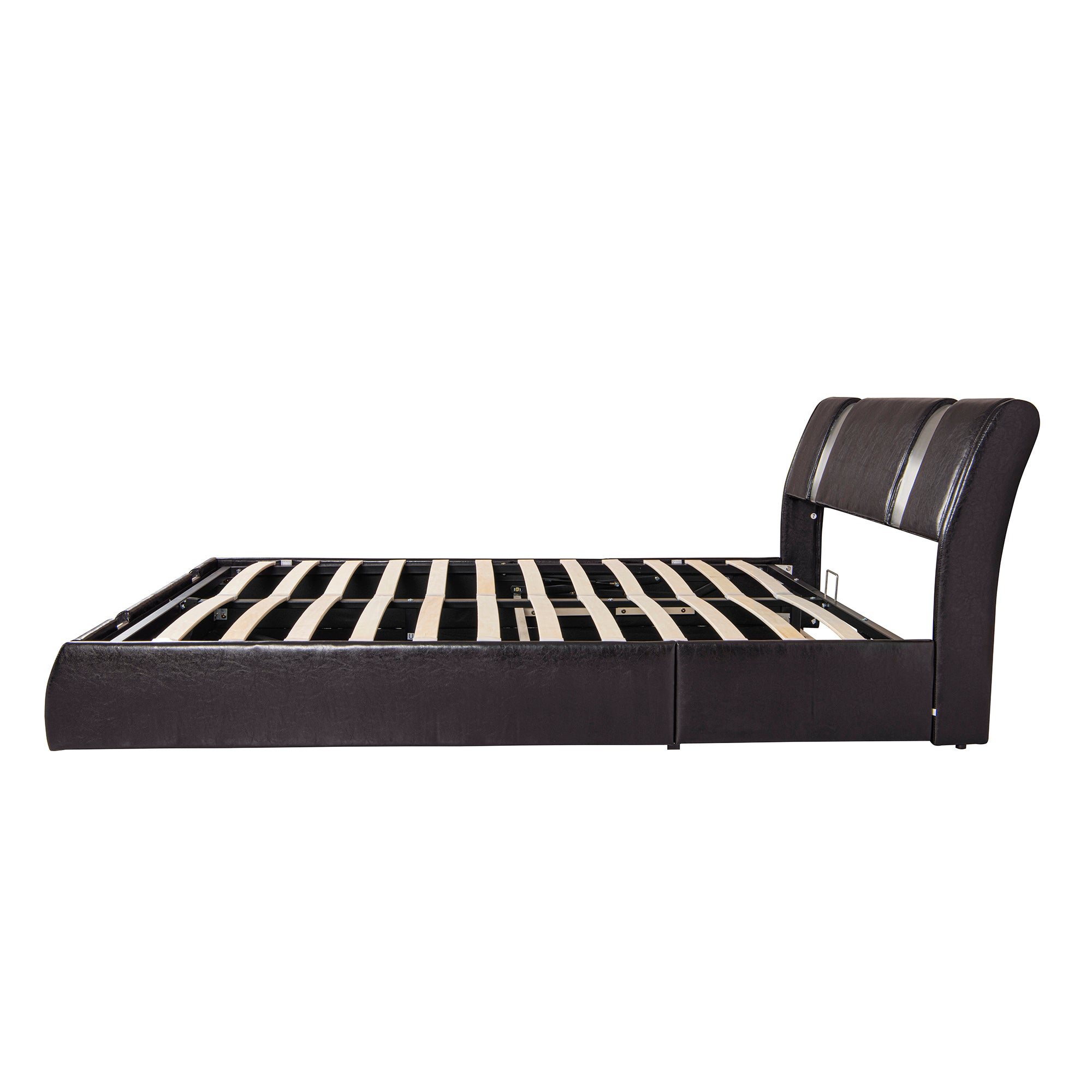  PVC Queen Platform Bed with Hydraulic Storage System