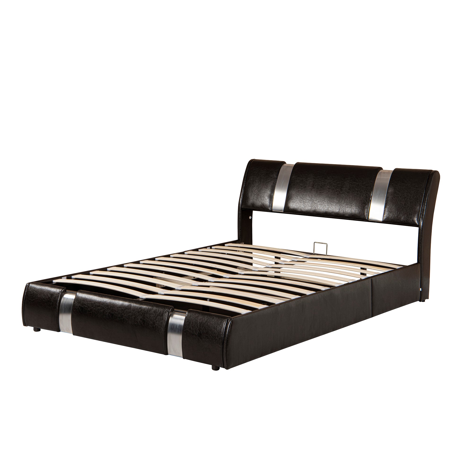  PVC Queen Platform Bed with Hydraulic Storage System