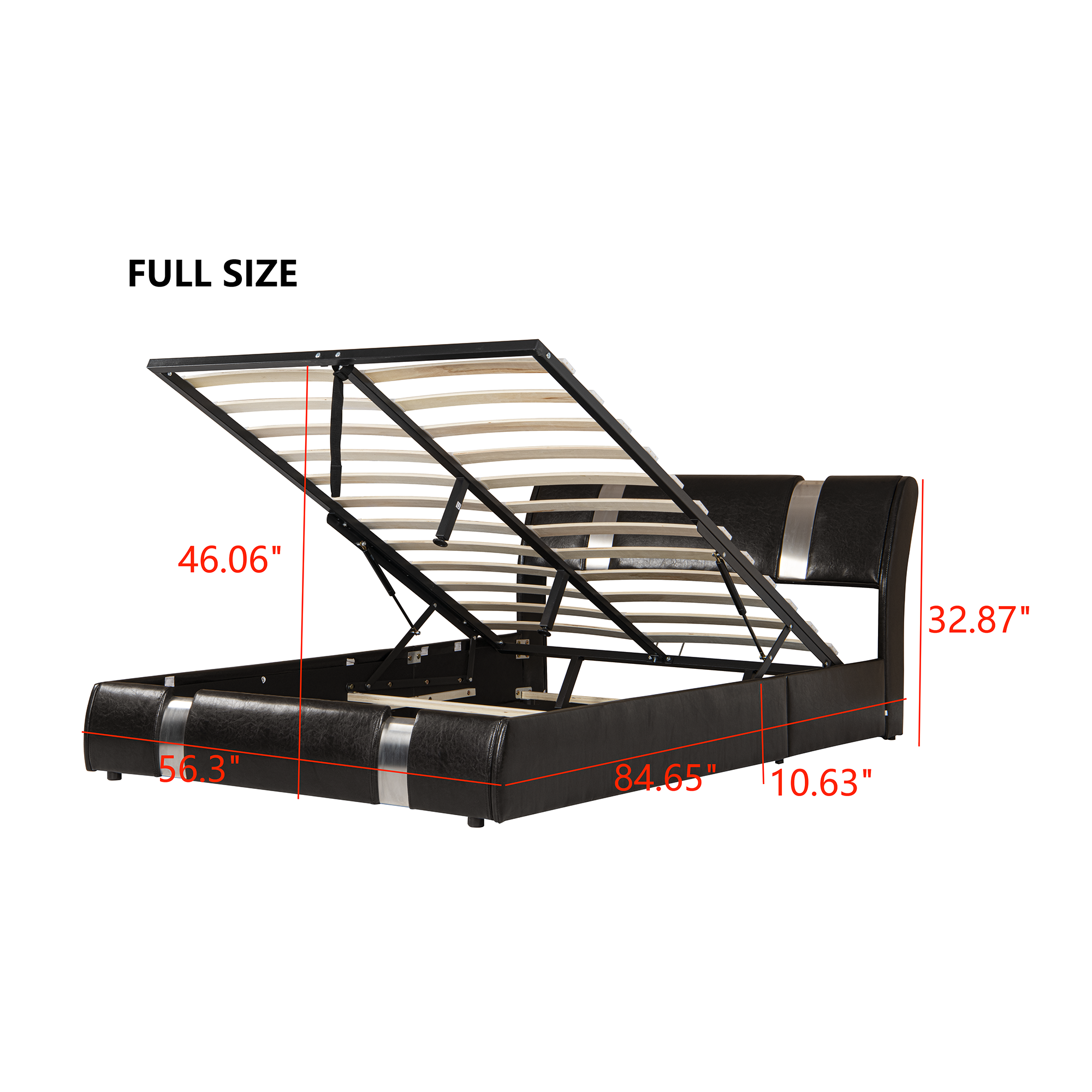  PVC Queen Platform Bed with Hydraulic Storage System