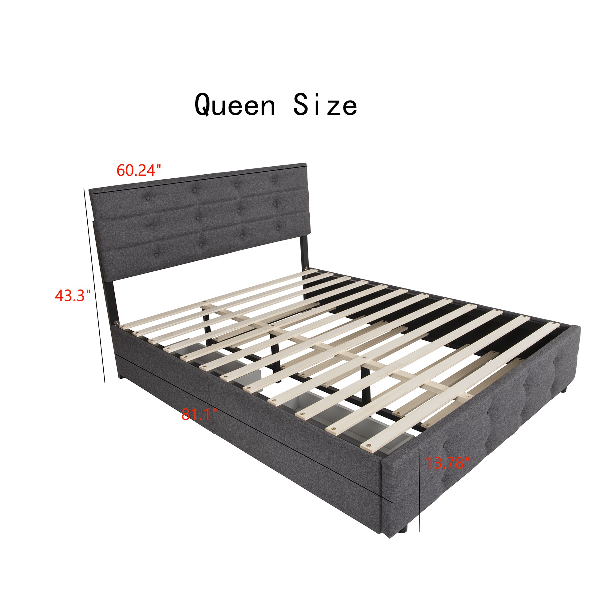  PVC Queen Platform Bed with Hydraulic Storage System