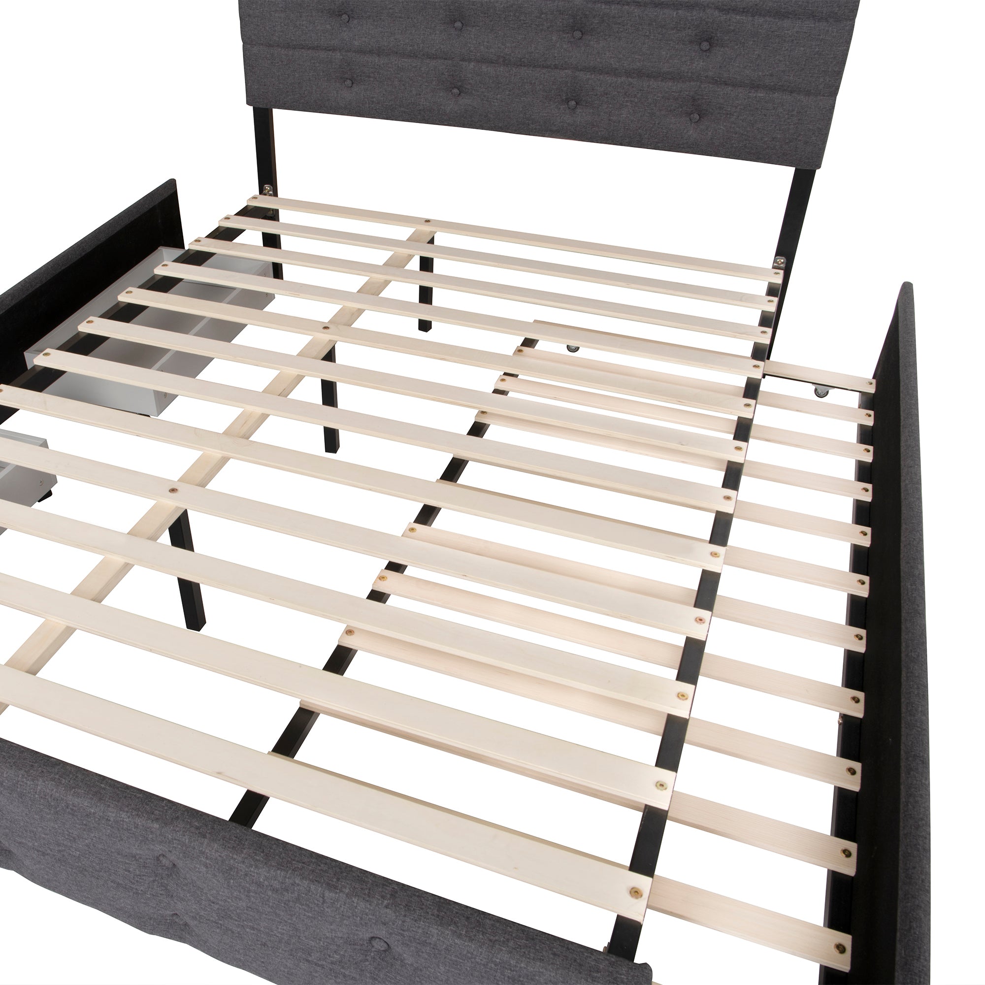  PVC Queen Platform Bed with Hydraulic Storage System