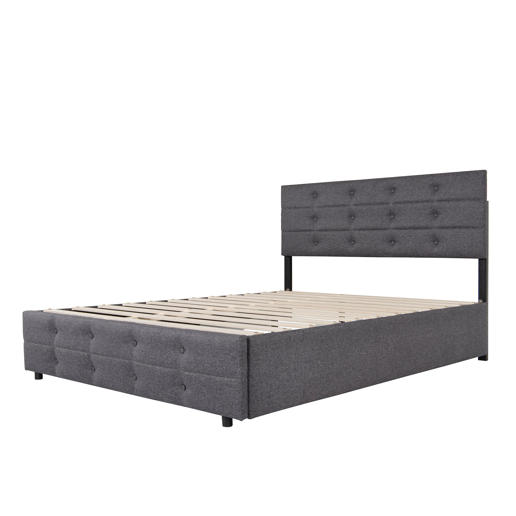  PVC Queen Platform Bed with Hydraulic Storage System