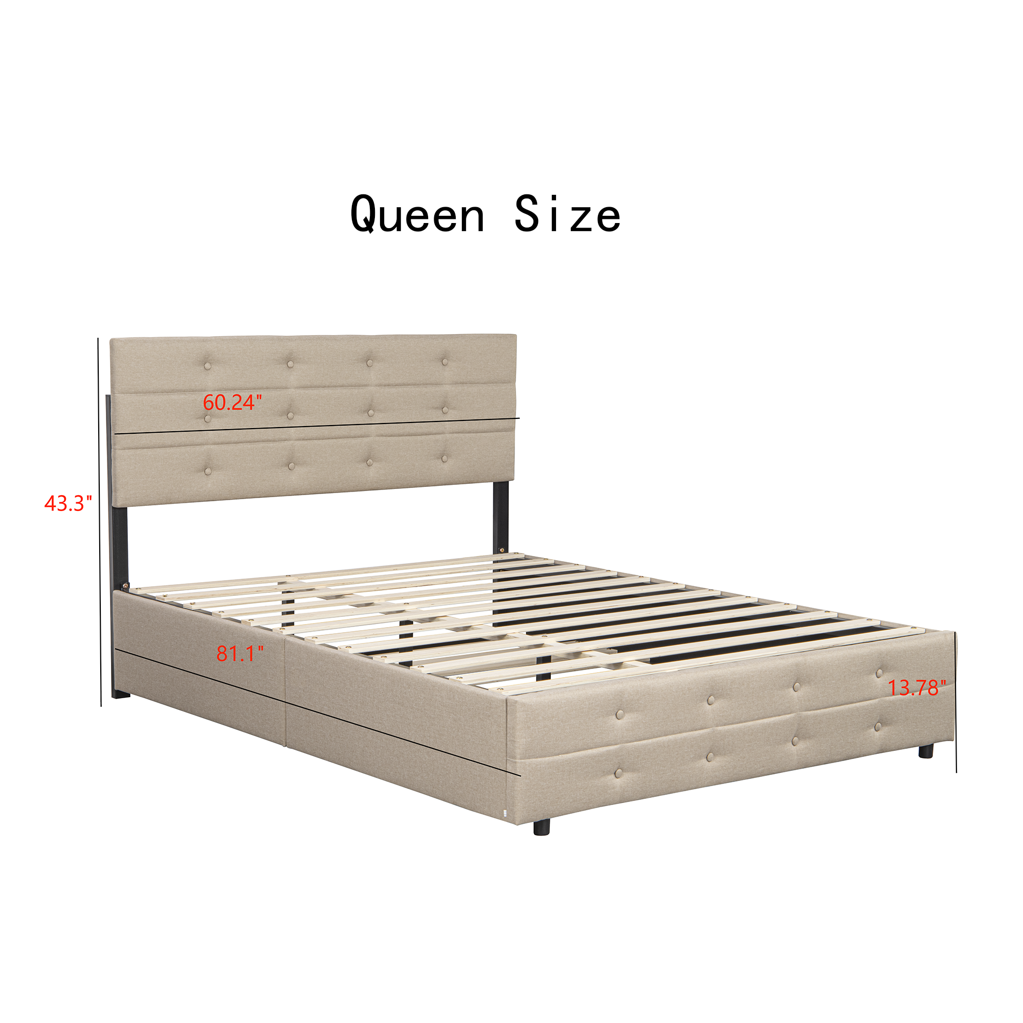  PVC Queen Platform Bed with Hydraulic Storage System