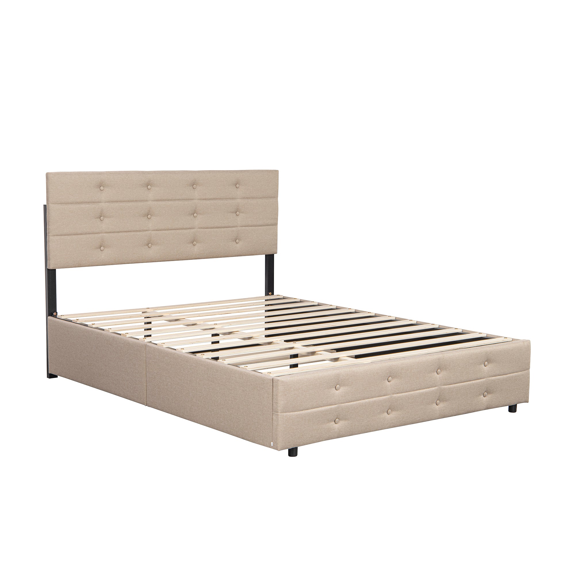  PVC Queen Platform Bed with Hydraulic Storage System