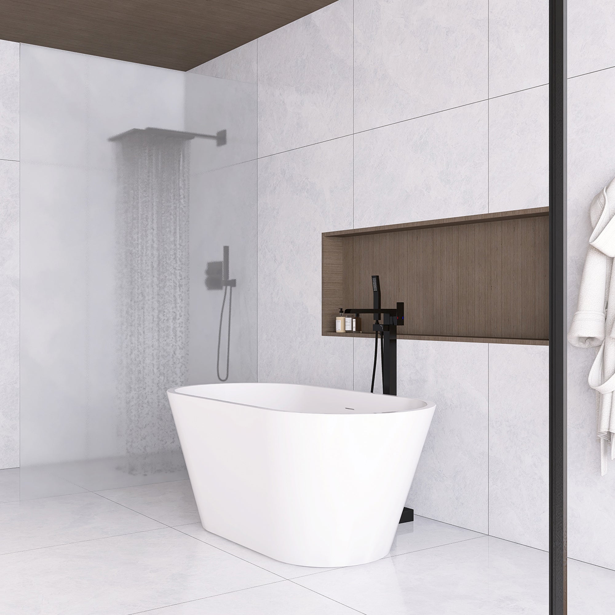 51 in. Acrylic Flatbottom Non-Whirlpool Bathtub in White