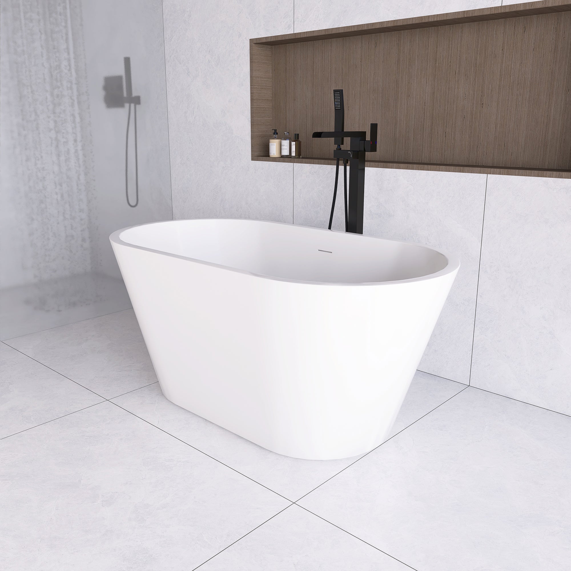 51 in. Acrylic Flatbottom Non-Whirlpool Bathtub in White