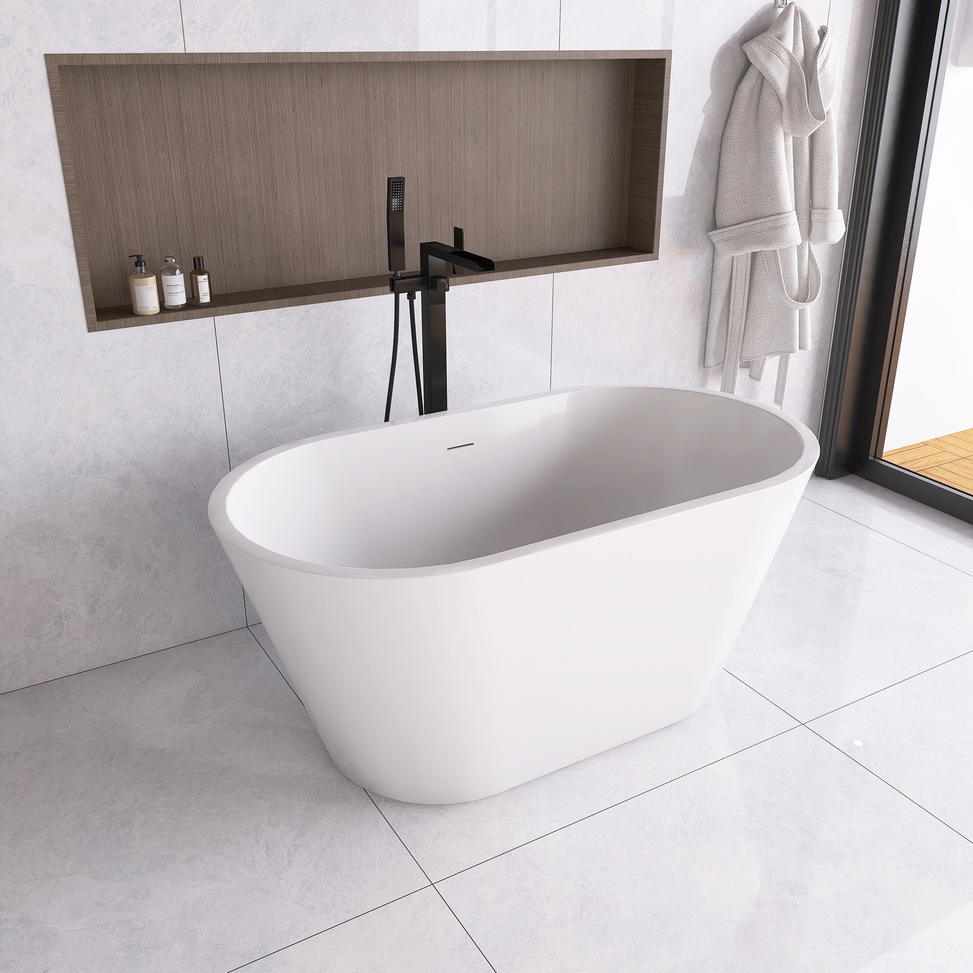 51 in. Acrylic Flatbottom Non-Whirlpool Bathtub in White