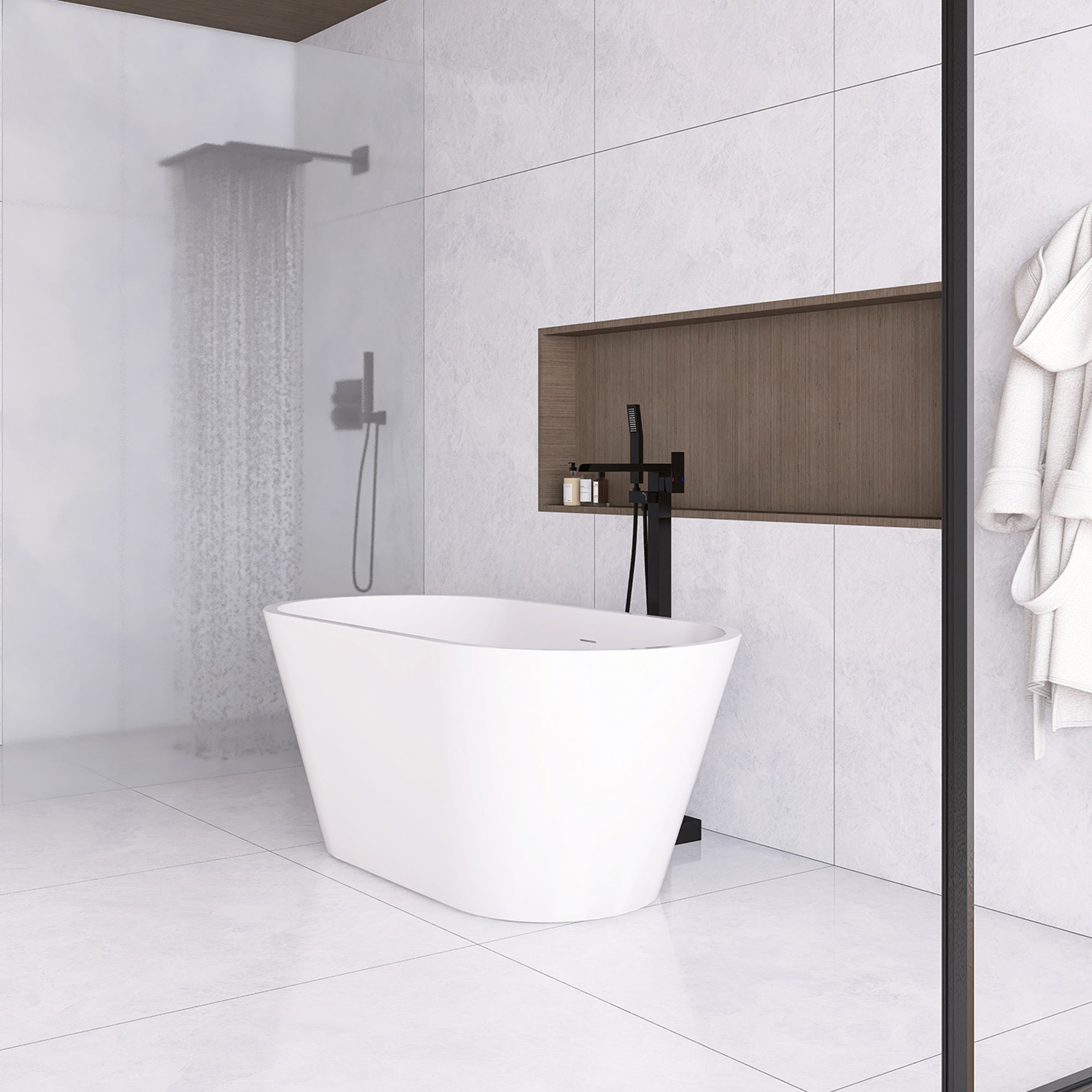 51 in. Acrylic Flatbottom Non-Whirlpool Bathtub in White